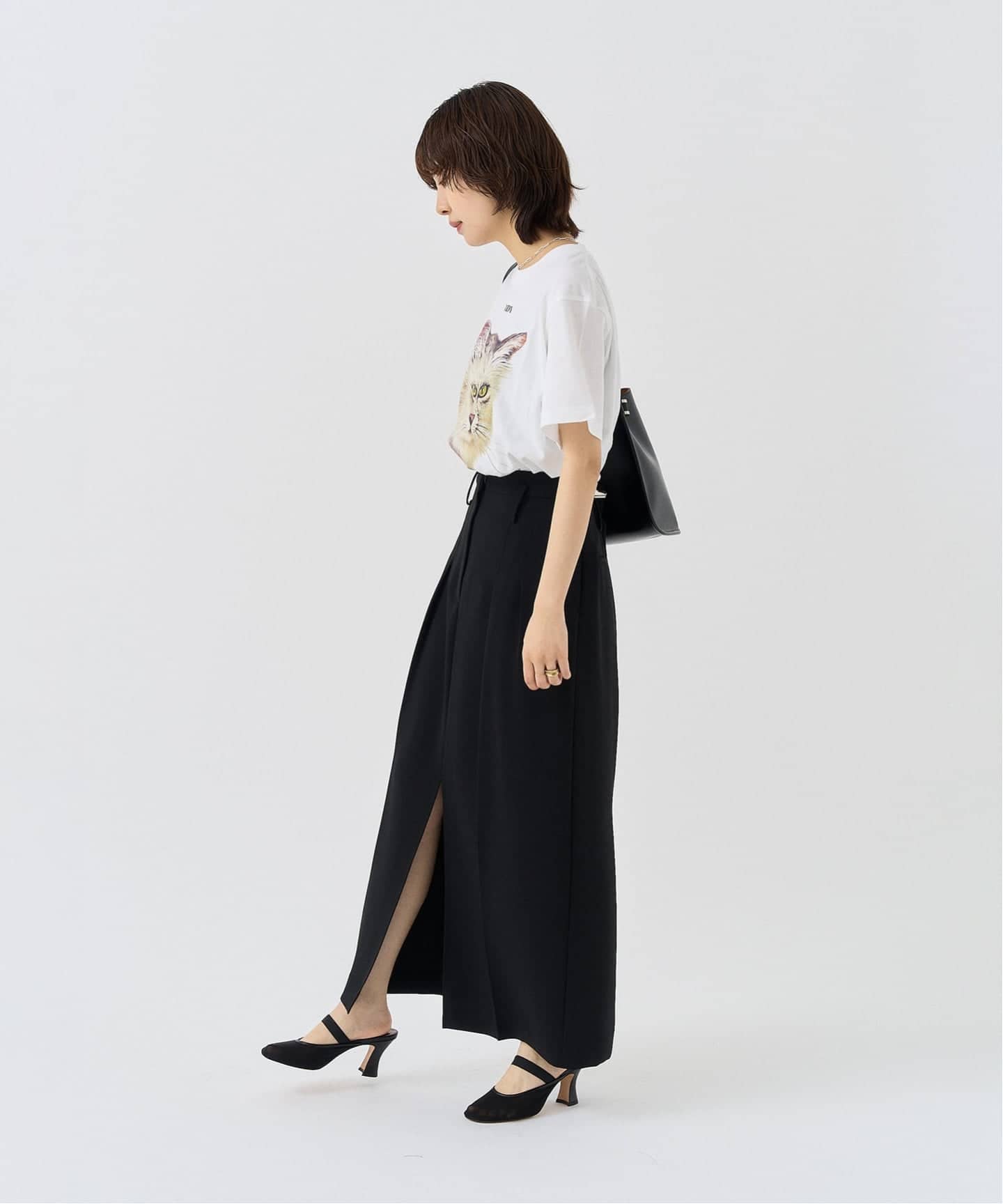 アルカ　ロンディネラ　黒 追加予約》2タックロングスカート（ロング・マキシ丈スカート