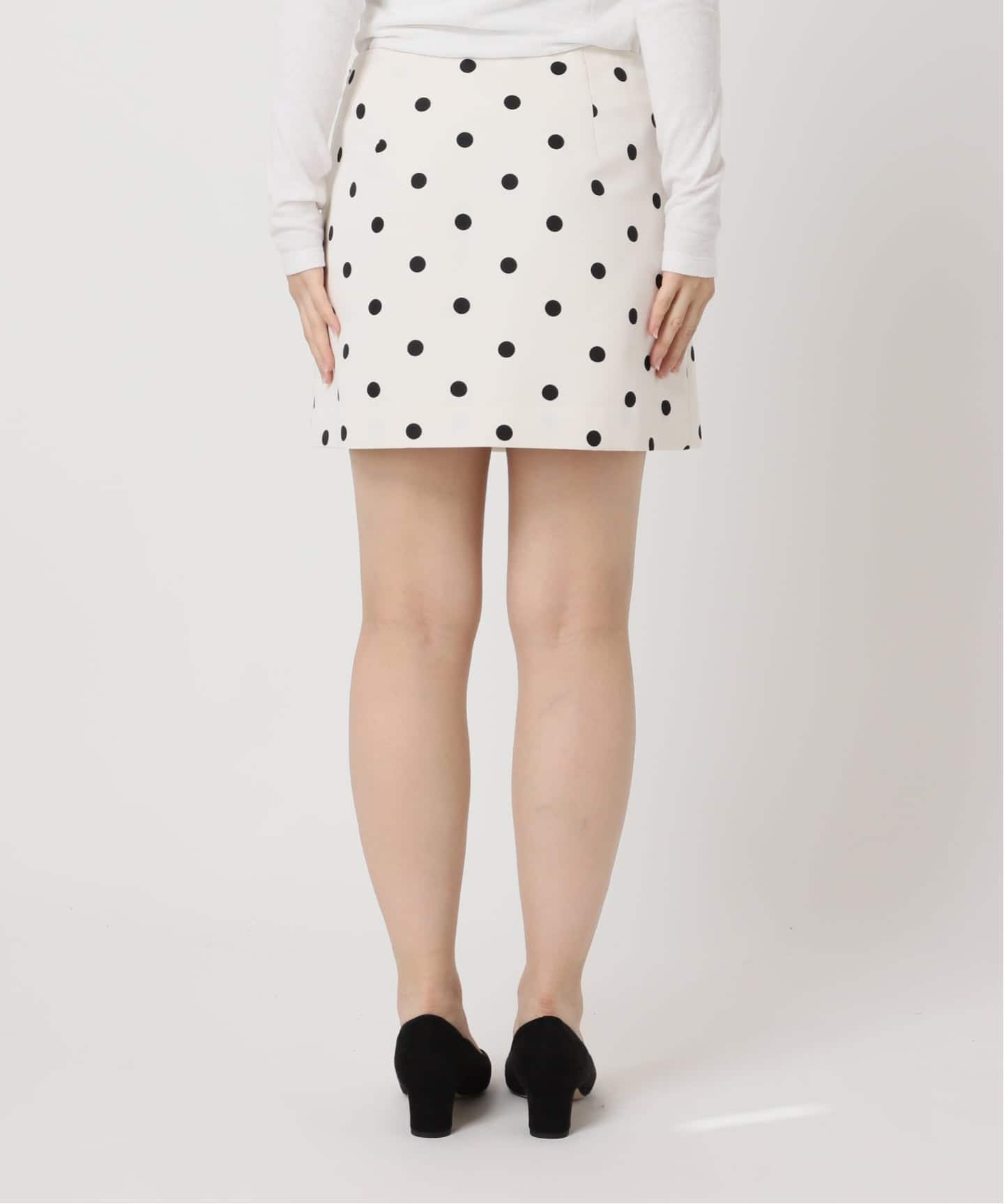 ぶう　スピックアンドスパンMINI SKIRT スカート28 予約》ドットプリントグログランミニスカート（ミニスカート