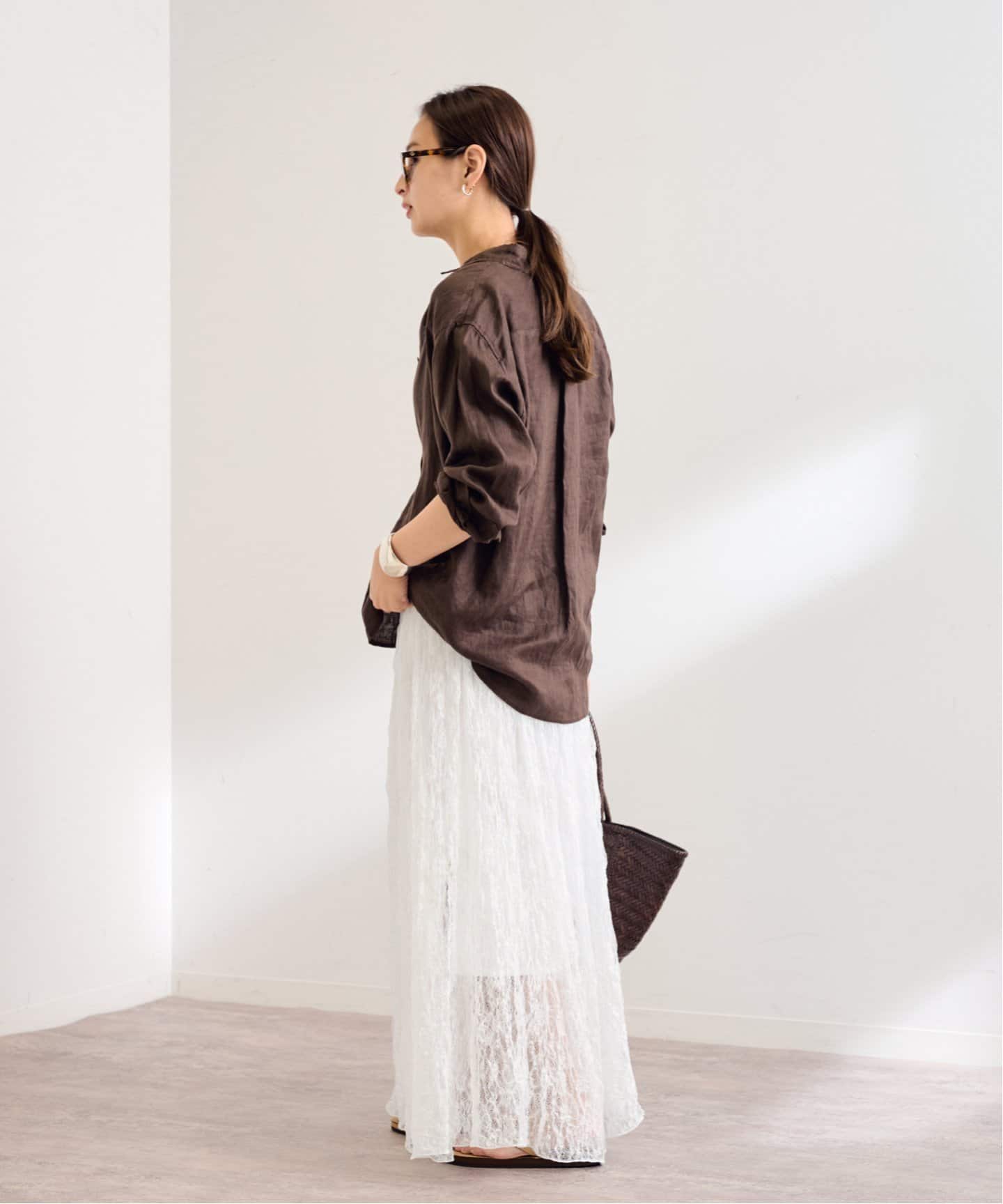 【新品】BEARDSLEY カットワーク レース ギャザー ロングスカート 新品】BEARDSLEY カットワーク レース ギャザー ロングスカート