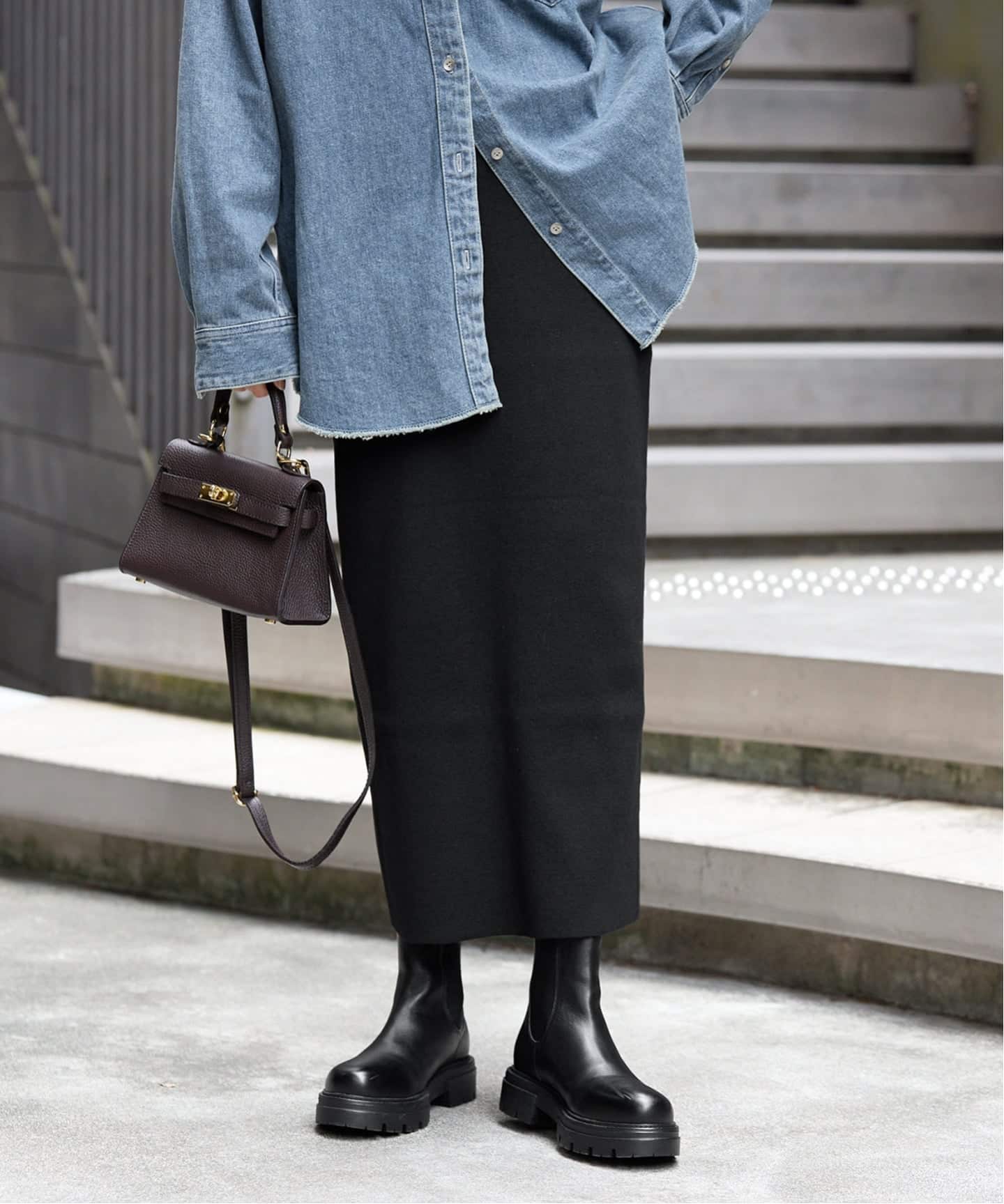 フレームワーク　総針タイトスカート2 黒　38 ウール混 FRAMeWORK（フレームワーク）の「≪追加≫総針タイトスカート2