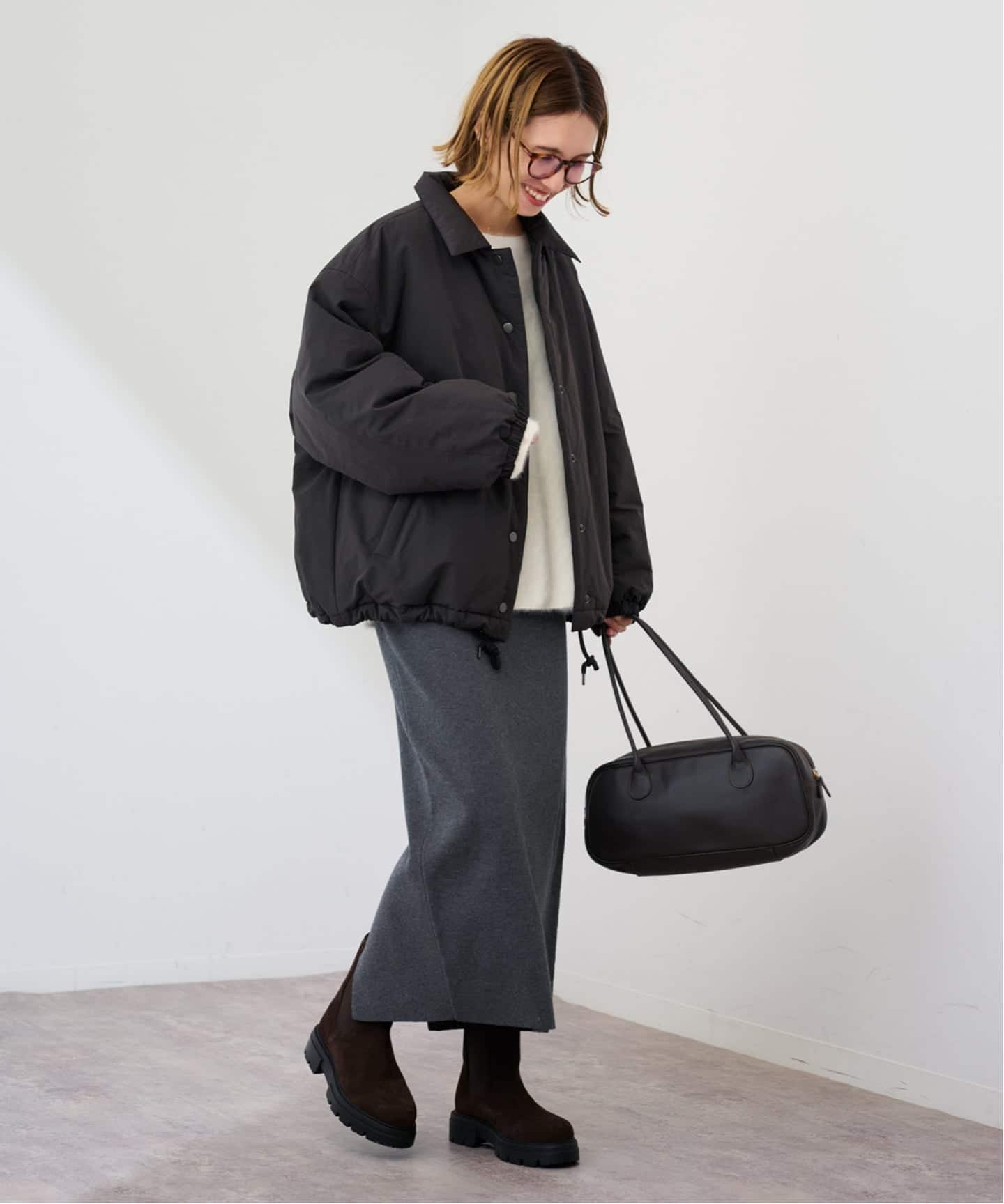 フレームワーク　総針タイトスカート2 黒　38 ウール混 ≪追加≫総針タイトスカート 2（ロング・マキシ丈スカート