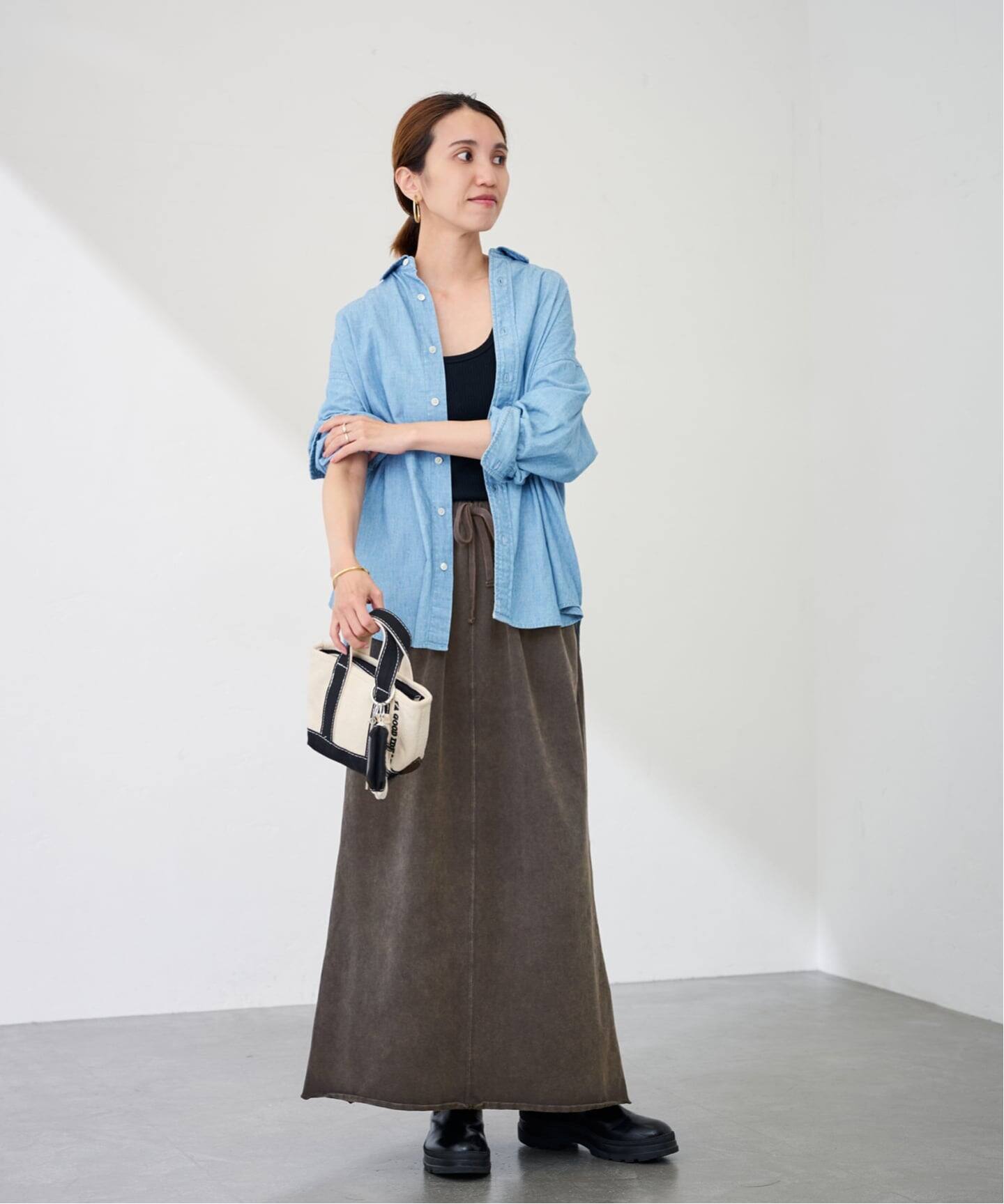 FRAMeWORKウェットオゾン加工スカート　グレー38 フレームワーク FRAMeWORK ≪予約≫ウェットオゾン加工スカート