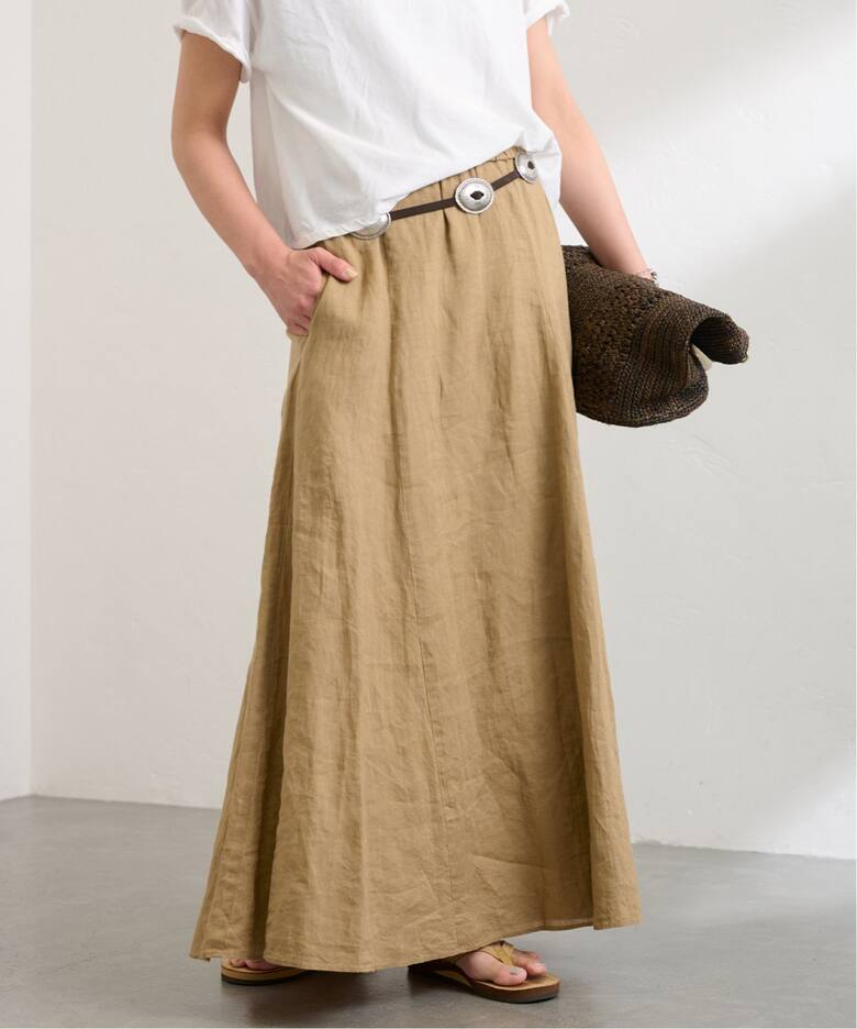 ≪予約≫LINEN 切り替えスカート（ロング・マキシ丈スカート 
