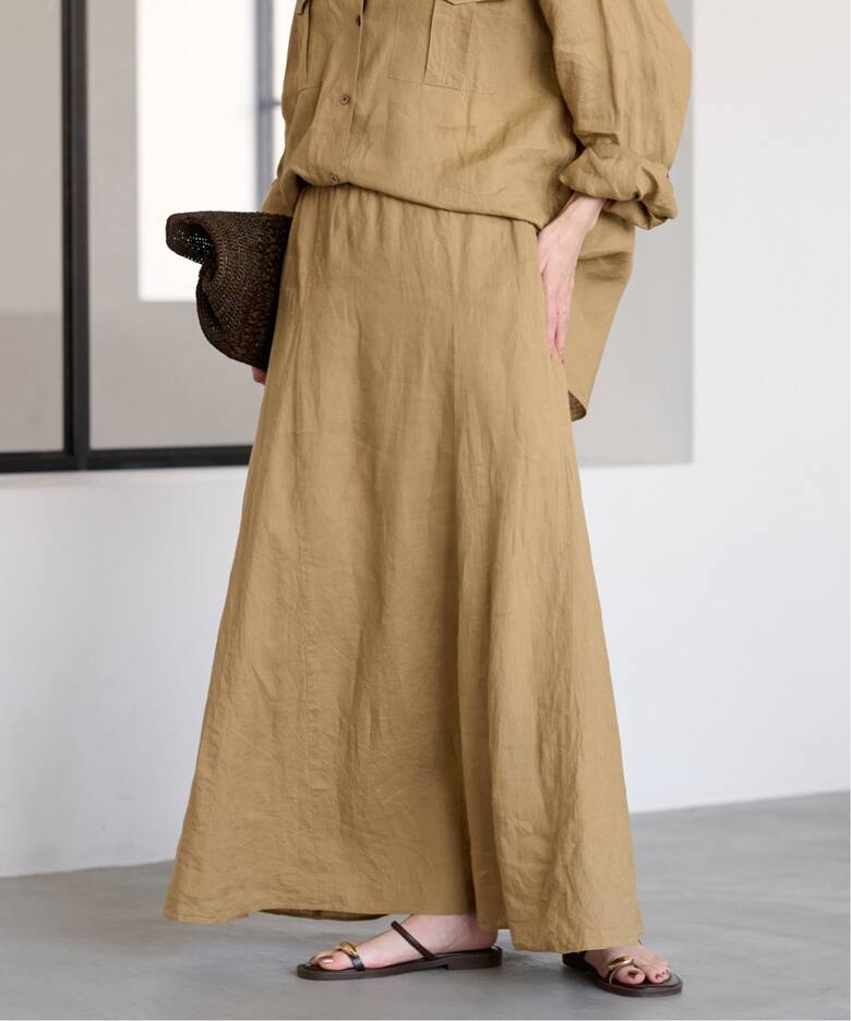 ≪予約≫LINEN 切り替えスカート（ロング・マキシ丈スカート 