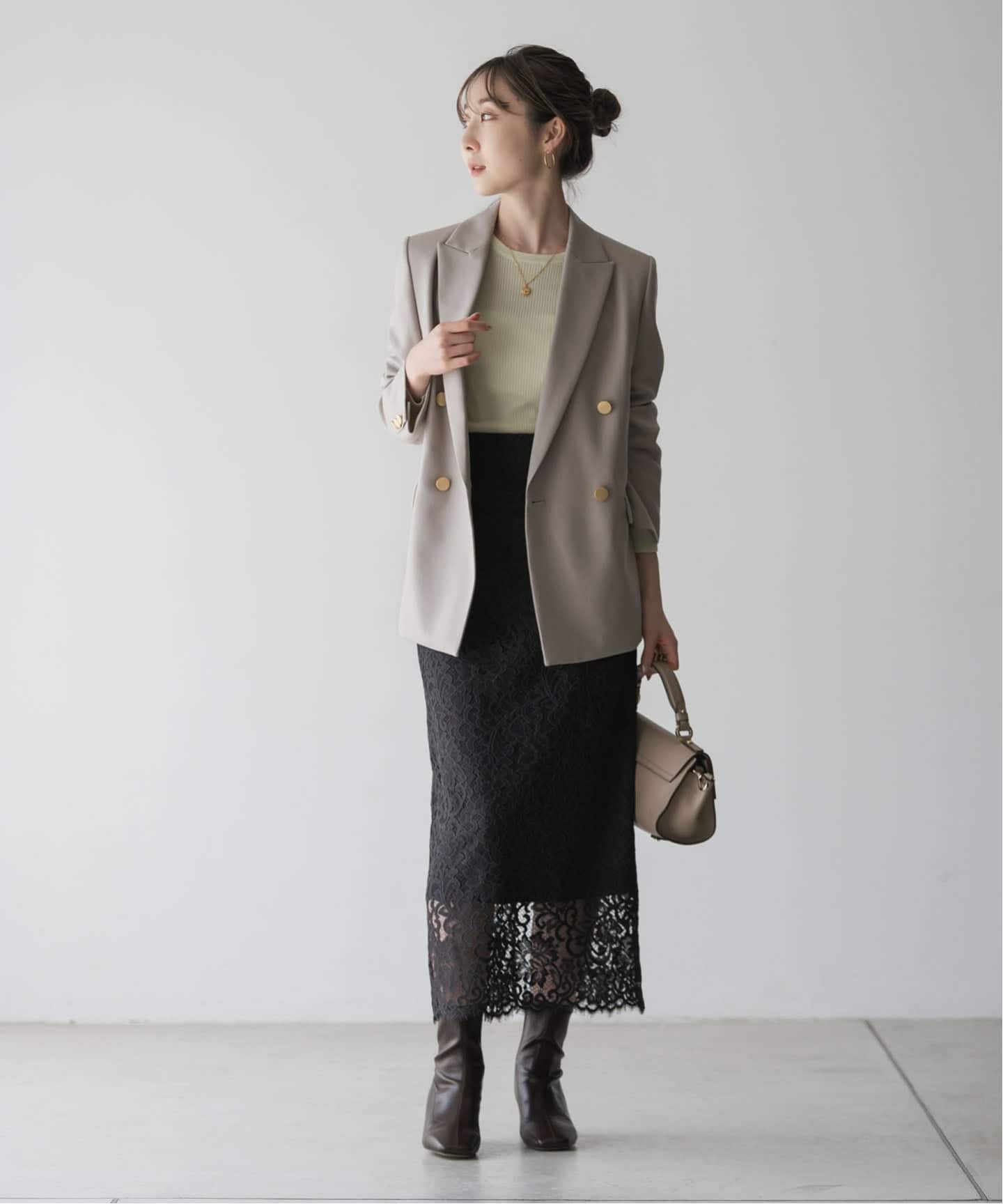 追加 / WEB+一部店舗限定》リバーレースIラインスカート（ロング