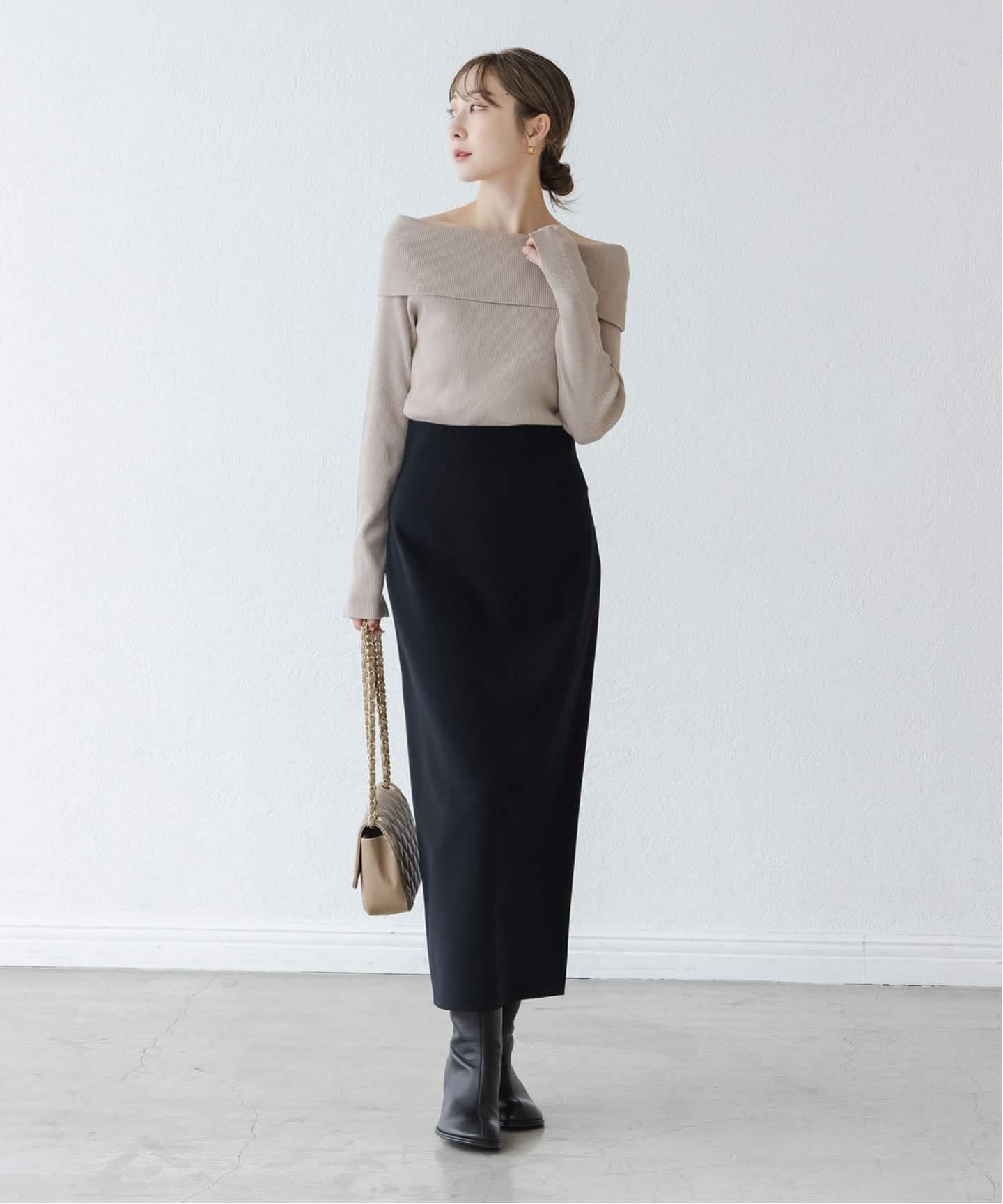 WEB限定追加》ジャージーライクカラータイトスカート（ロング・マキシ