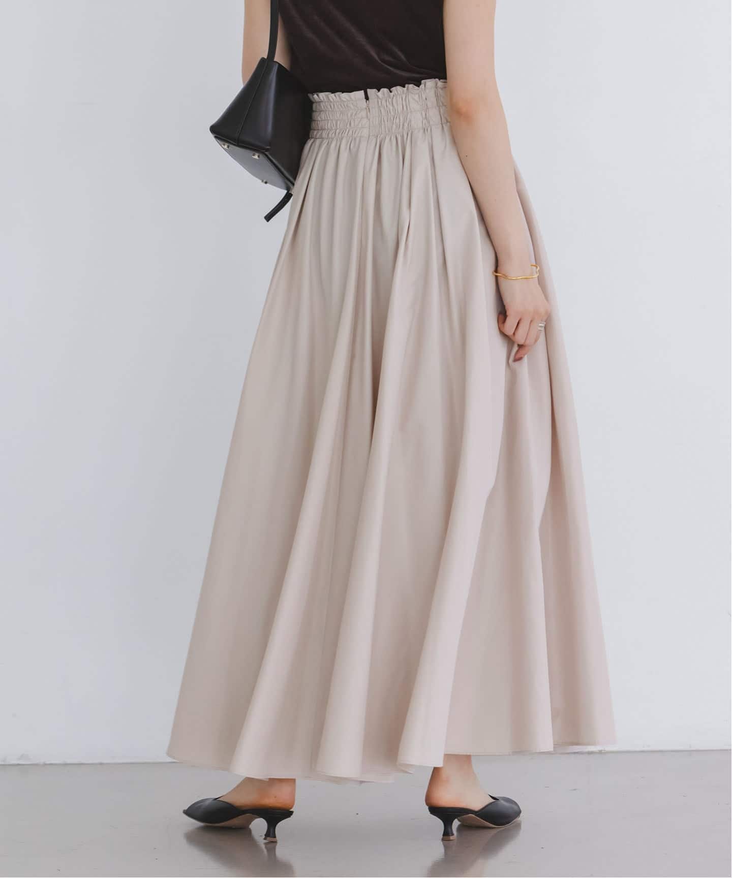 WEB・一部店舗限定追加》Pスパンタイプライタータックギャザースカート