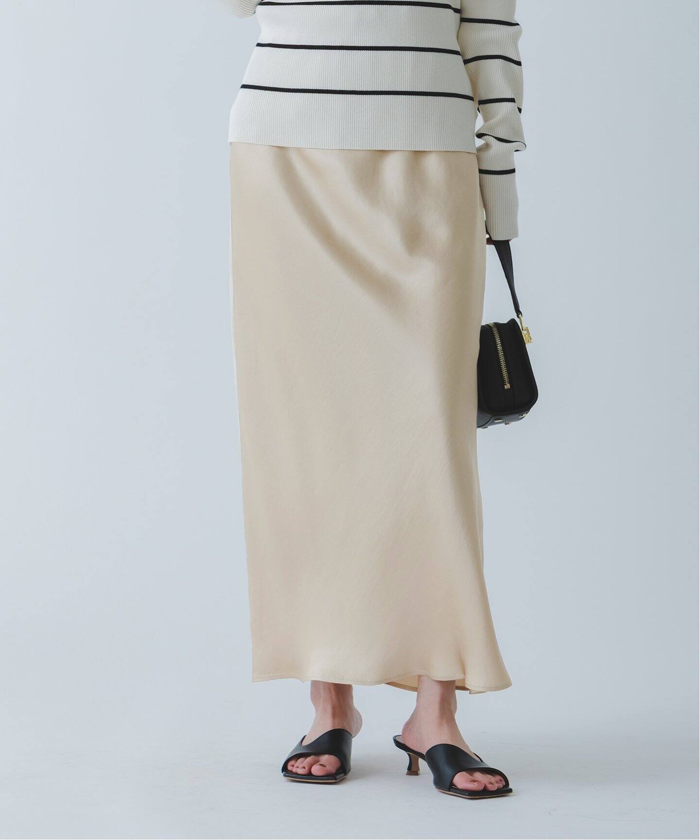 追加》ナローAラインサテンスカート 3（ロング・マキシ丈スカート