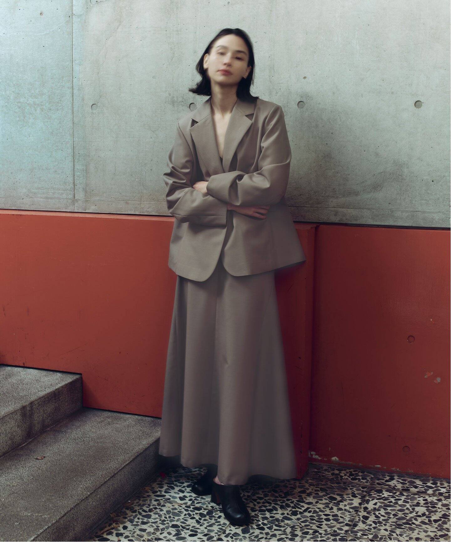 追加》ELENI/エルニ ウールモヘヤポプリンロングスカート（ロング  