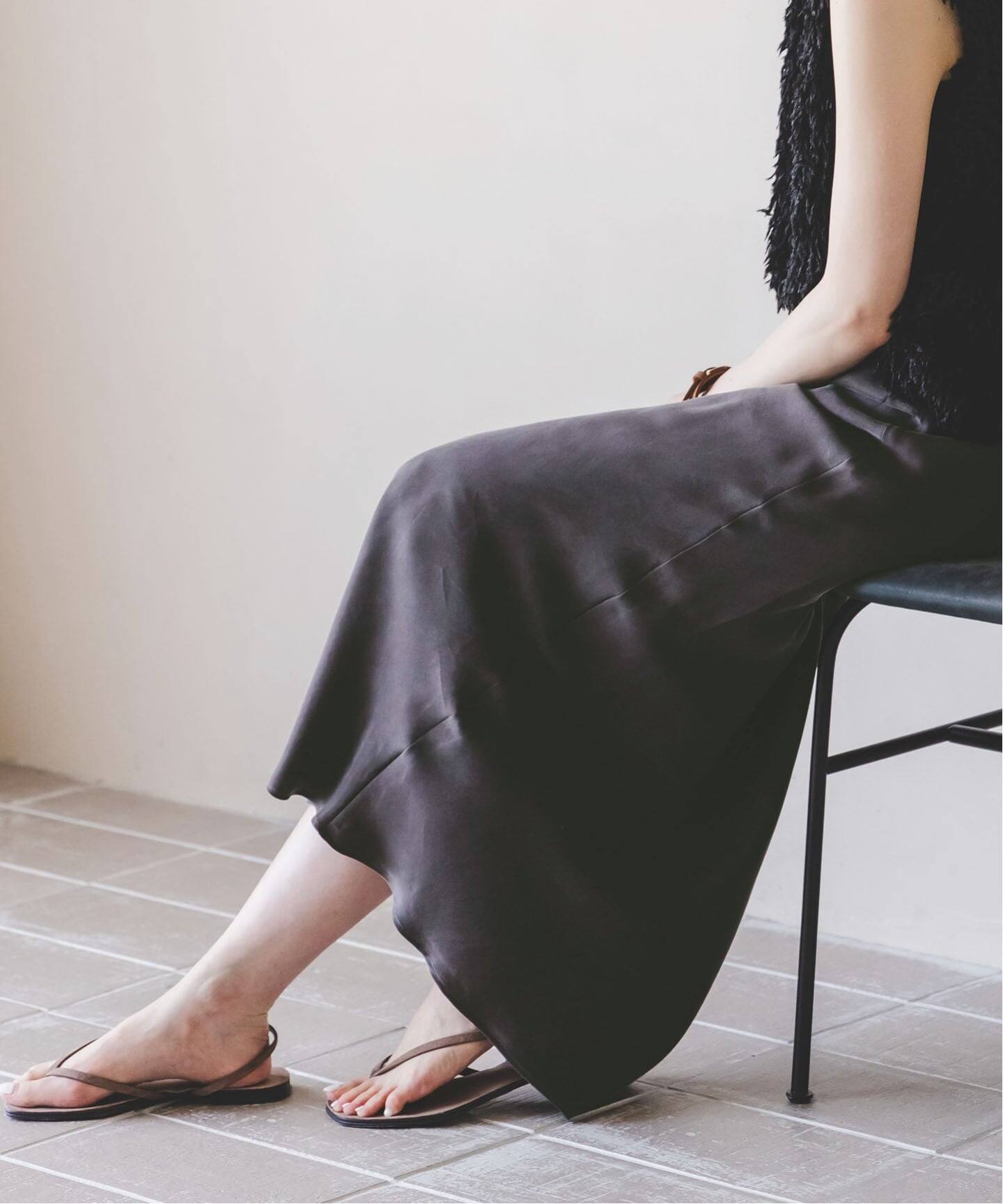 NOBLE ノーブル キュプラナローAラインスカート ホワイト NOBLE（ノーブル） スカート 「追加3」キュプラナローAラインスカート