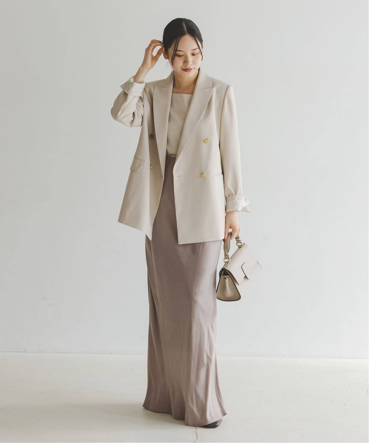 NOBLE ノーブル キュプラナローAラインスカート ホワイト NOBLE（ノーブル） スカート 「追加3」キュプラナローAラインスカート