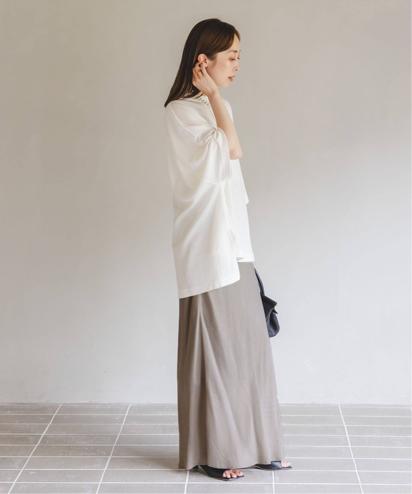 新品☆NOBLE ☆キュプラナローAラインスカート☆ホワイト 追加3