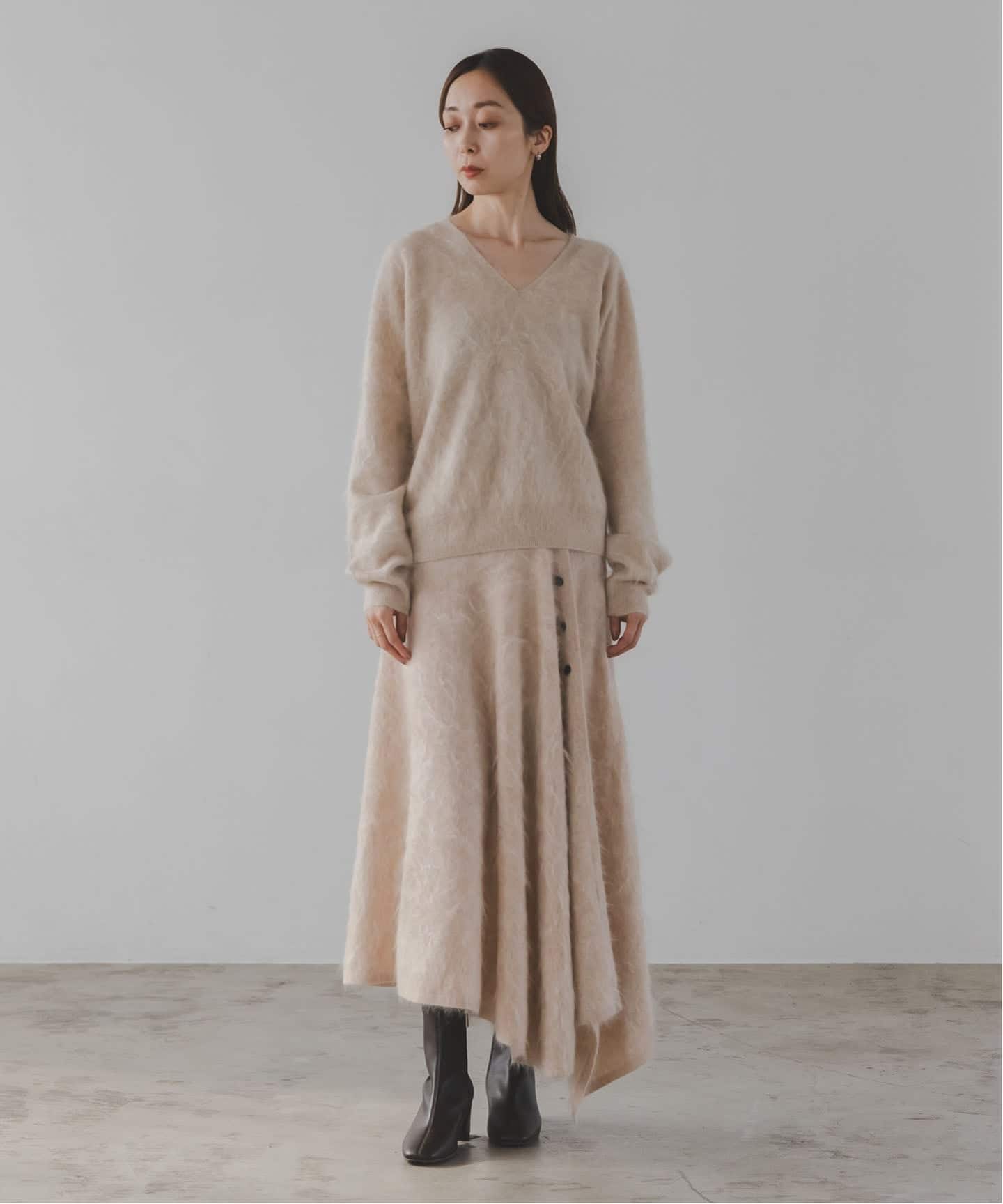 ELENI/エルニ ファーカシミヤニットストールスカート(ロング・マキシ ELENI/エルニ ファーカシミヤニットストールスカート(ロング・マキシ