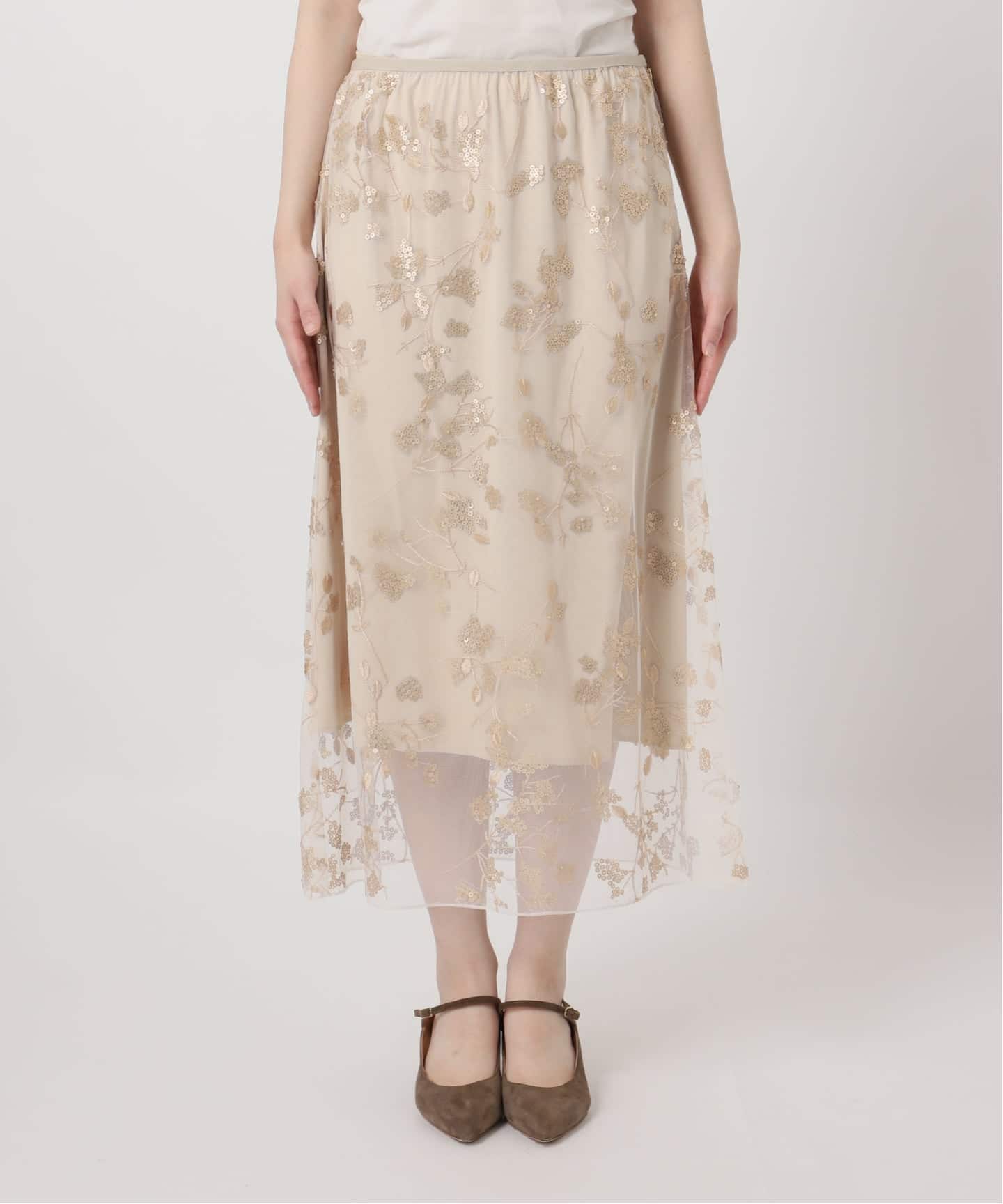エンブロイダリーチュールレーススカート（ロング・マキシ丈スカート