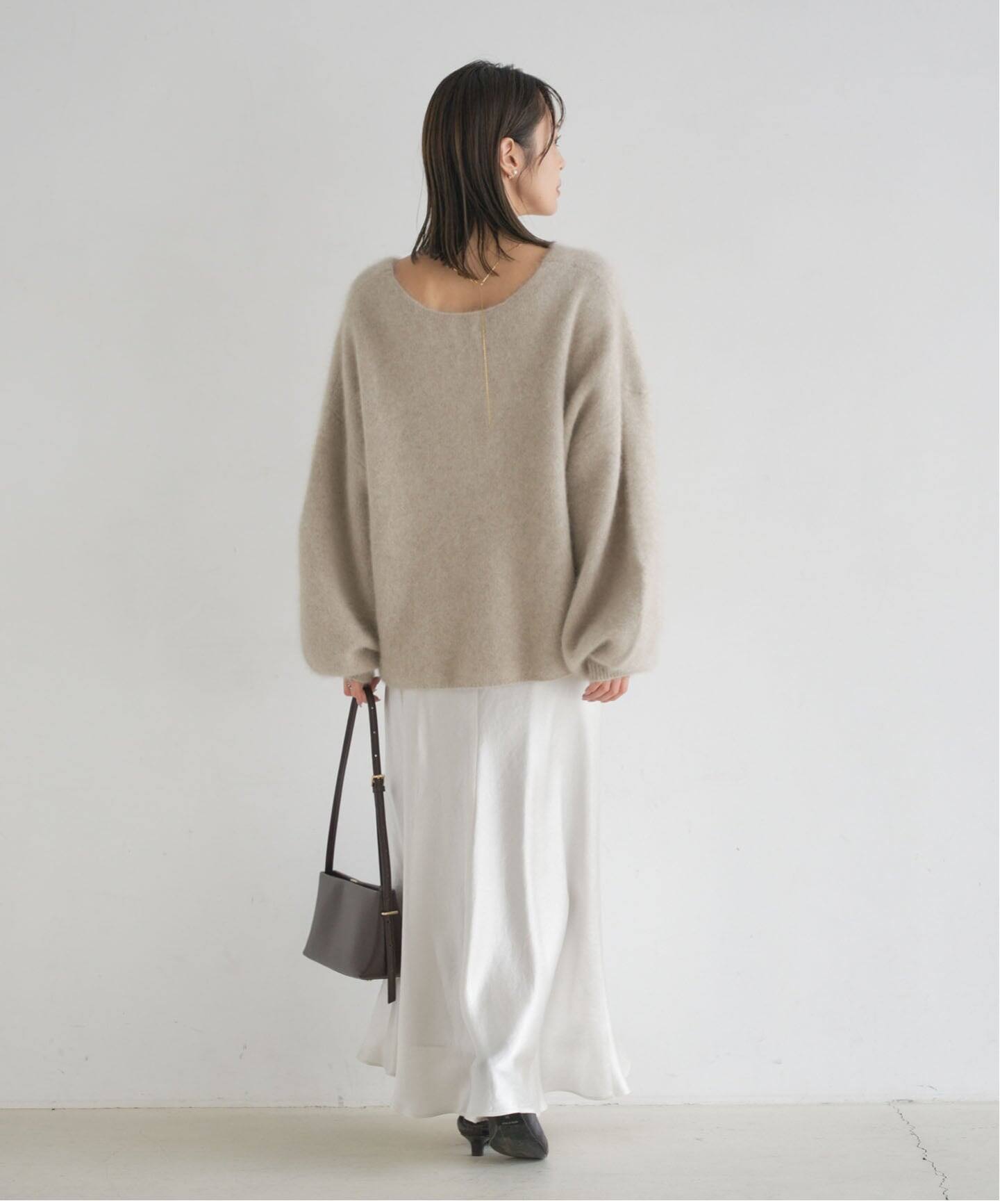 バイヤスサテンフレアスカート（ロング・マキシ丈スカート）｜NOBLE