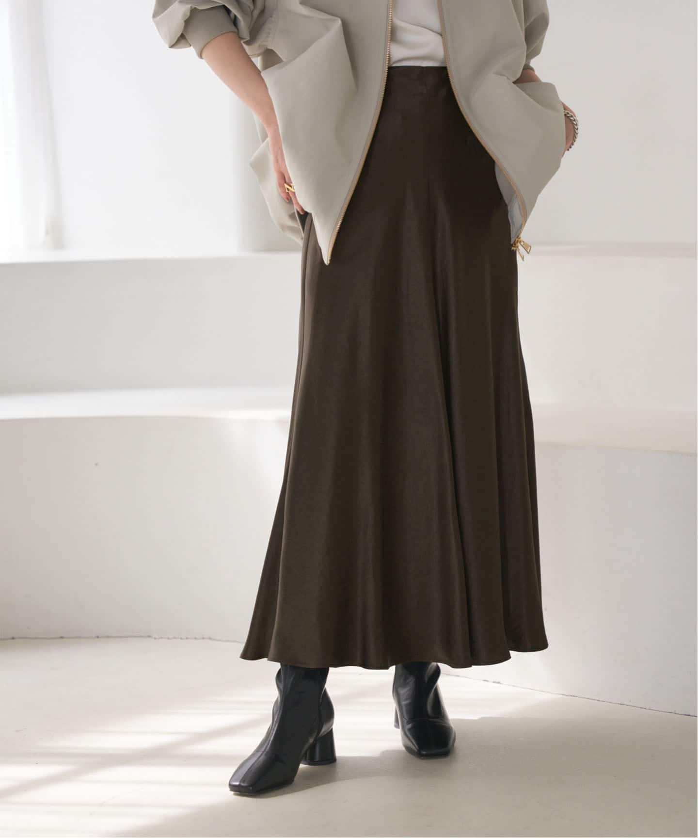 追加》バイヤスサテンフレアスカート（ロング・マキシ丈スカート