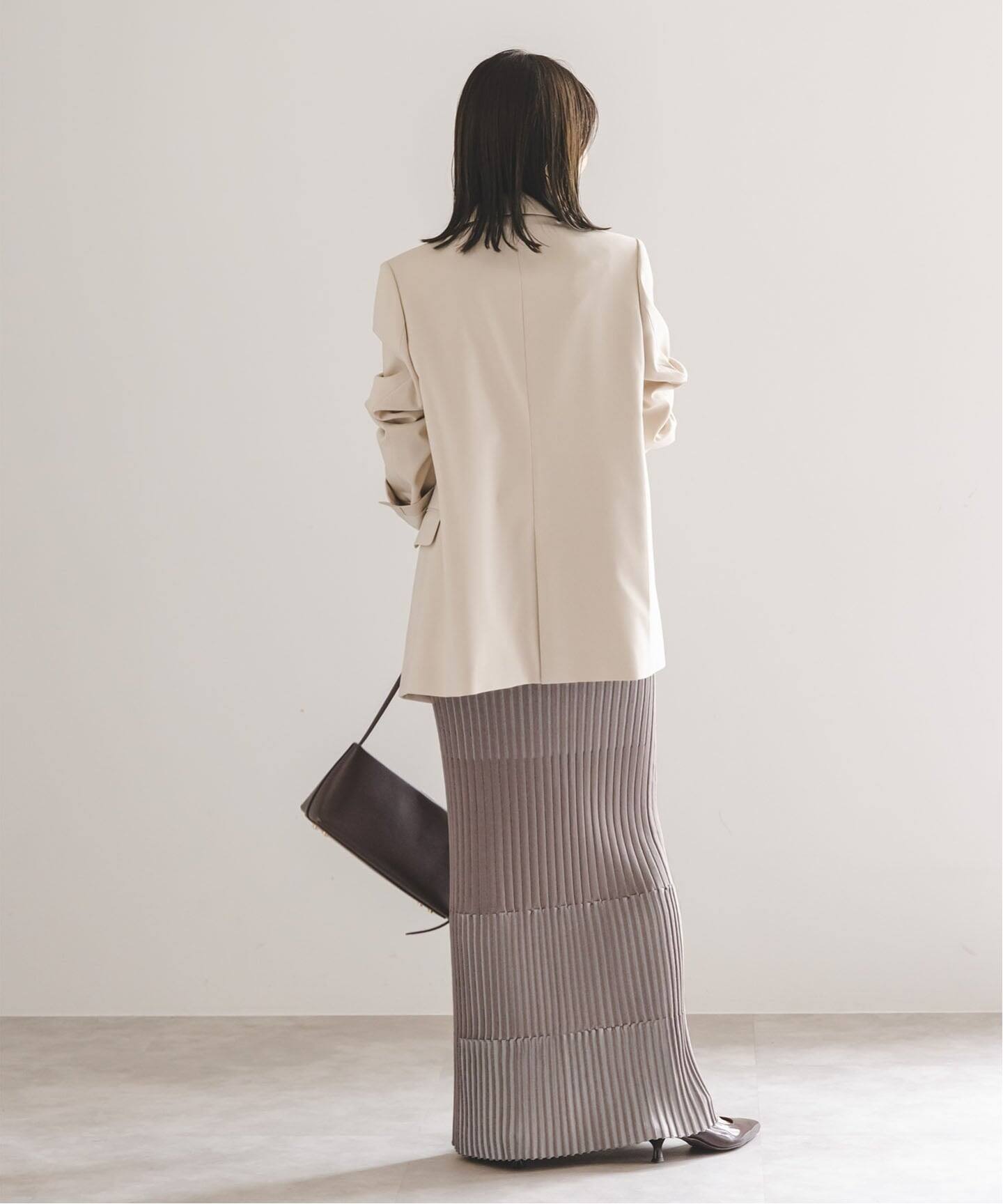 【未使用】NOBLEノーブル　ランダムバイカラーリブニットスカート2 追加》【洗える】ランダムバイカラーリブニットスカート（ロング