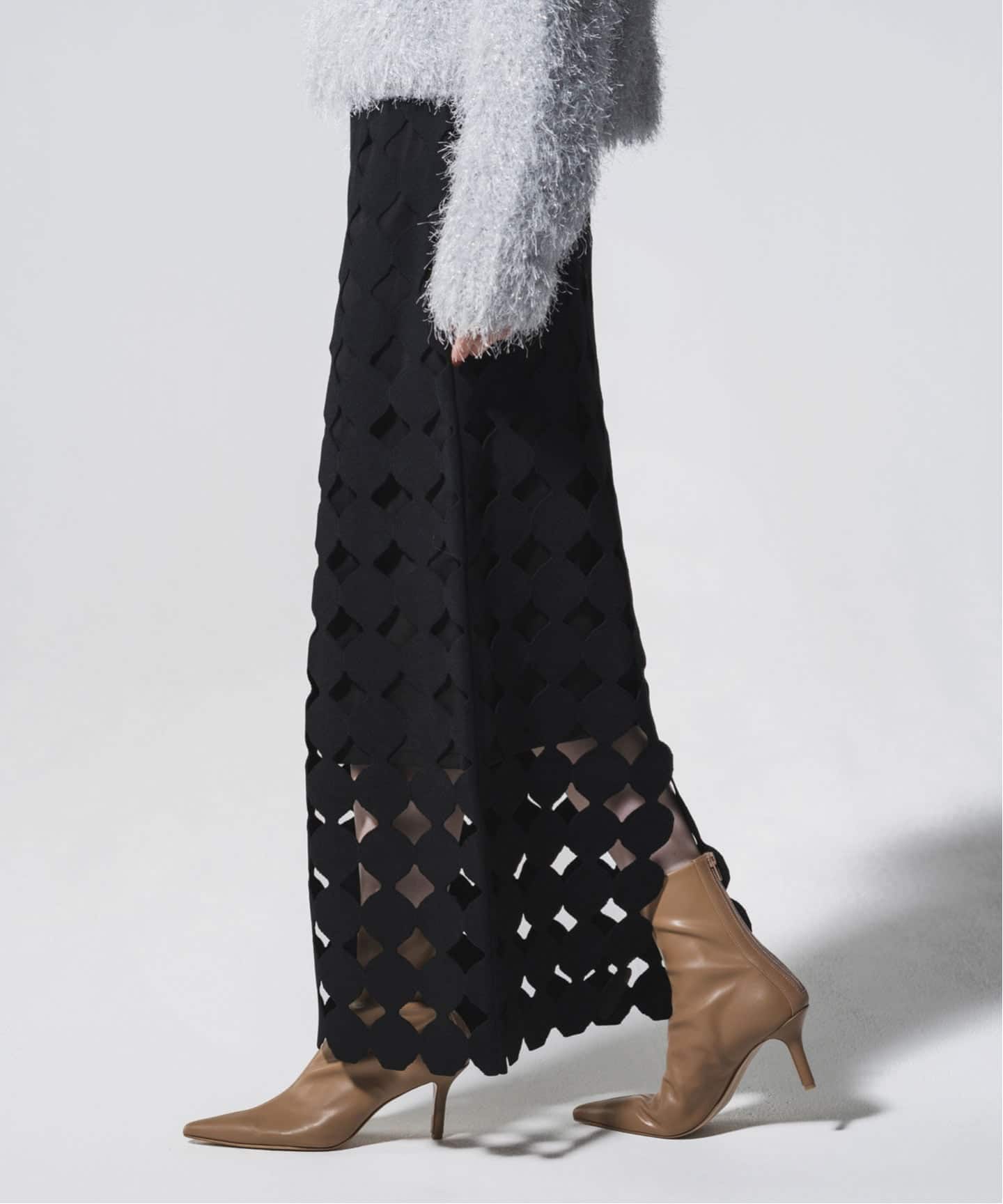 追加》ドットモチーフニットスカート（ロング・マキシ丈スカート