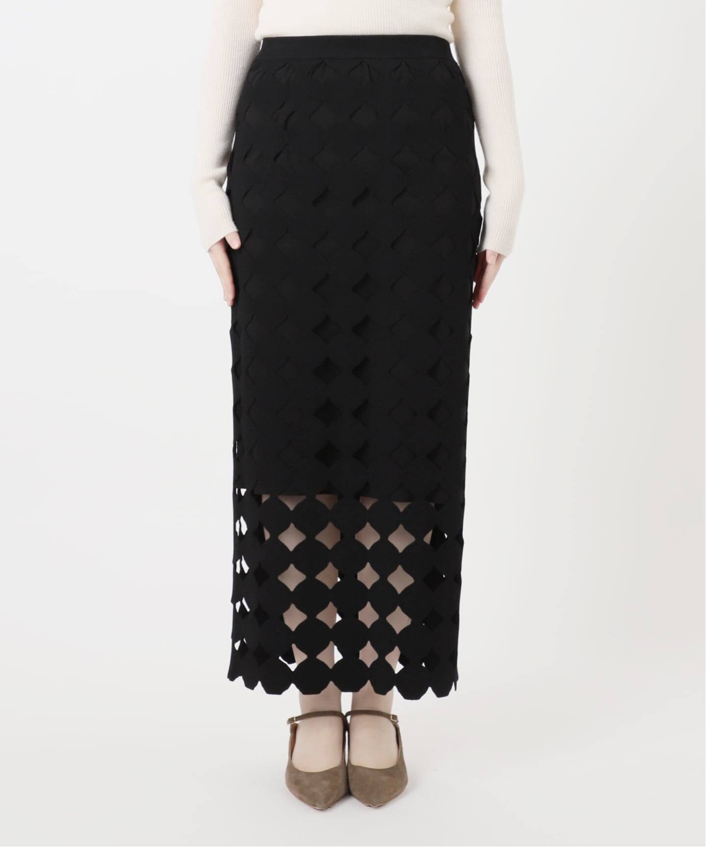 Nobleドットモチーフニットスカート ノーブル NOBLE ドットモチーフニットスカート （ブラック