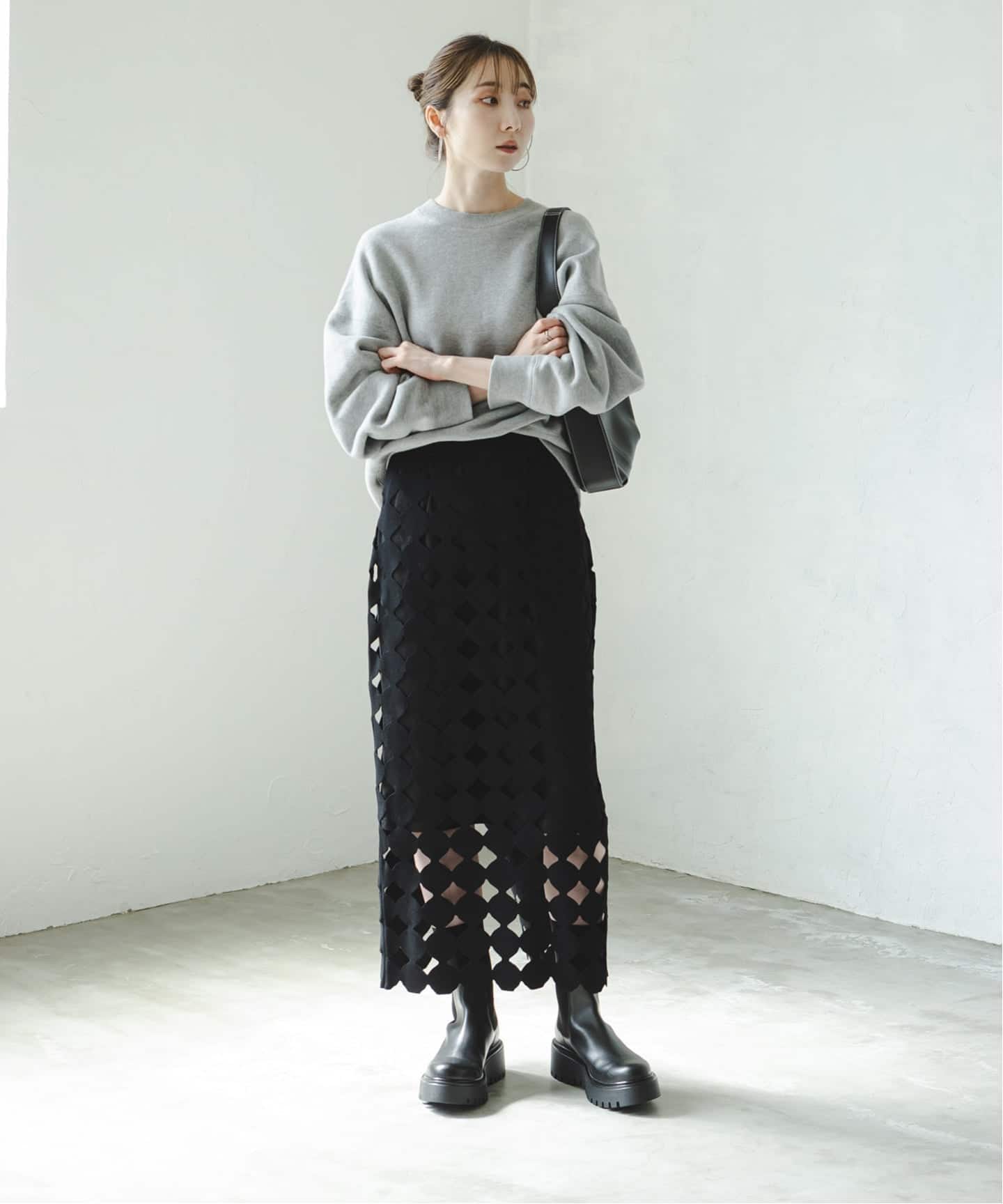 追加2》ドットモチーフニットスカート（ロング・マキシ丈スカート