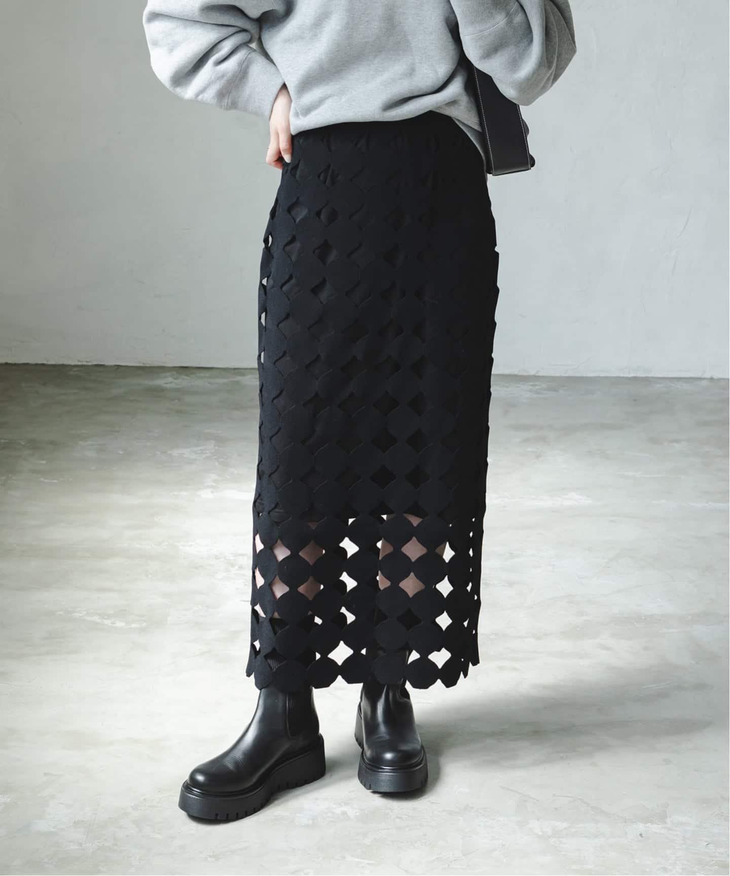 追加2》ドットモチーフニットスカート（ロング・マキシ丈スカート
