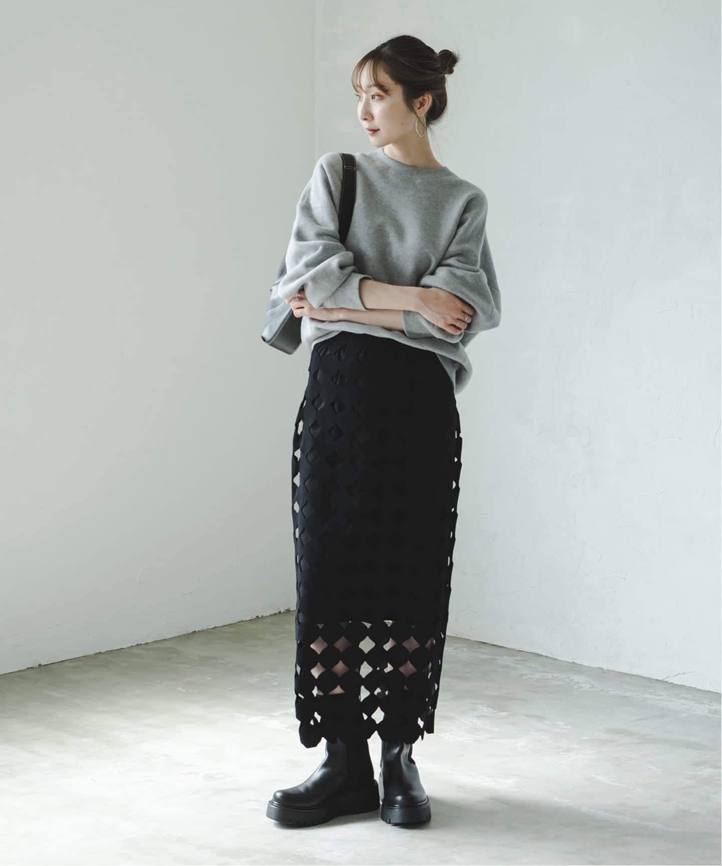 p*o様 完売品【新品未使用タグ付き】 Noble ドットモチーフニットスカート 追加2》ドットモチーフニットスカート（ロング・マキシ丈スカート