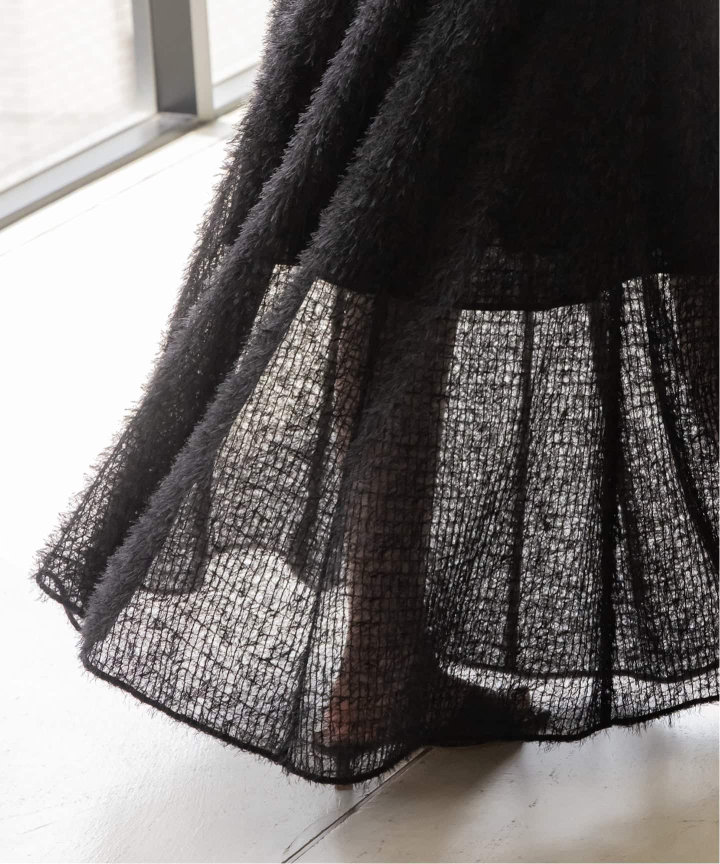 フェザーチュールフレアスカート（ロング・マキシ丈スカート）｜NOBLE