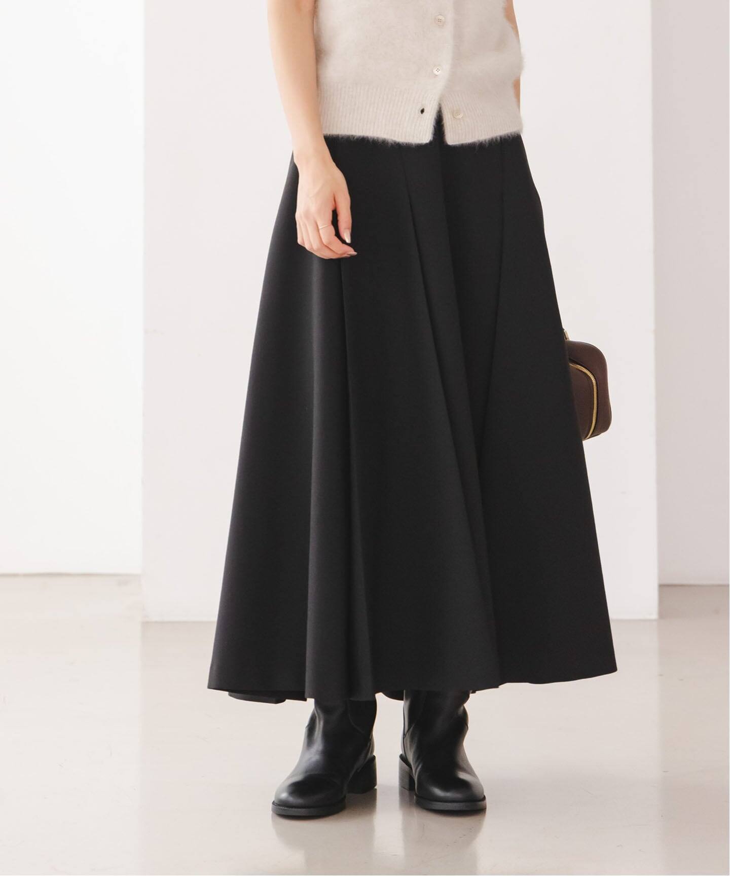 【美品】エンフォルド 22AW ダブルクロスランダムタックスカート ロング 現行✨未使用級✨エンフォルド PEダブルクロスランダムタックス