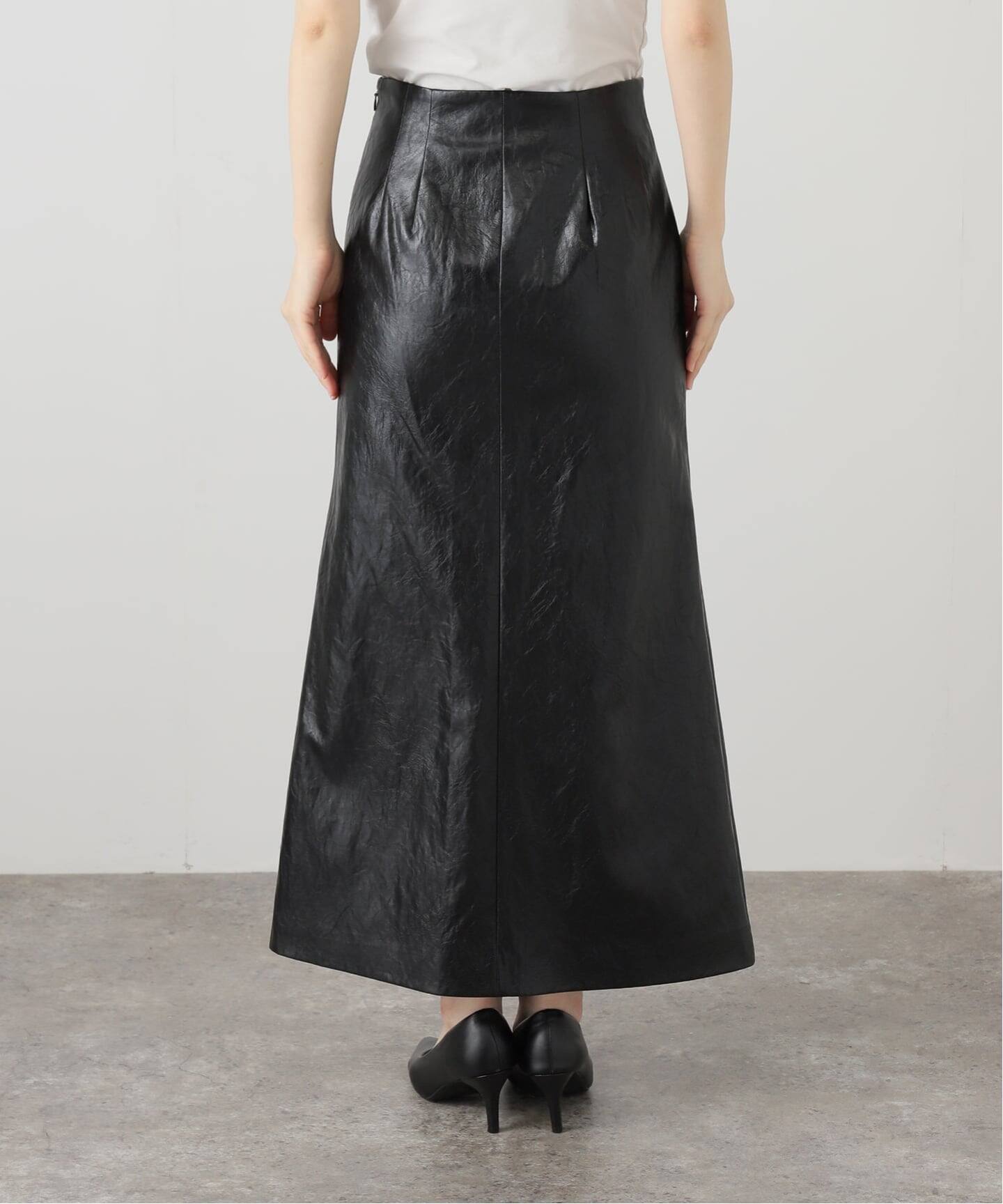 NOBLE / ロングスカート/36/ポリエステル/CML/25-060-240-7040-3-0 ヴィンテージライクフェイクレザースカート（ロング・マキシ丈スカート