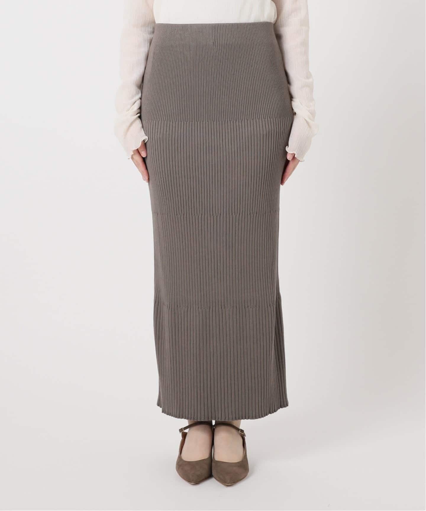 25AW限定ホワイト【新品未使用】　NOBLE リブニットタイトスカート 追加/WEB限定カラー》リブニットタイトスカート（ロング・マキシ