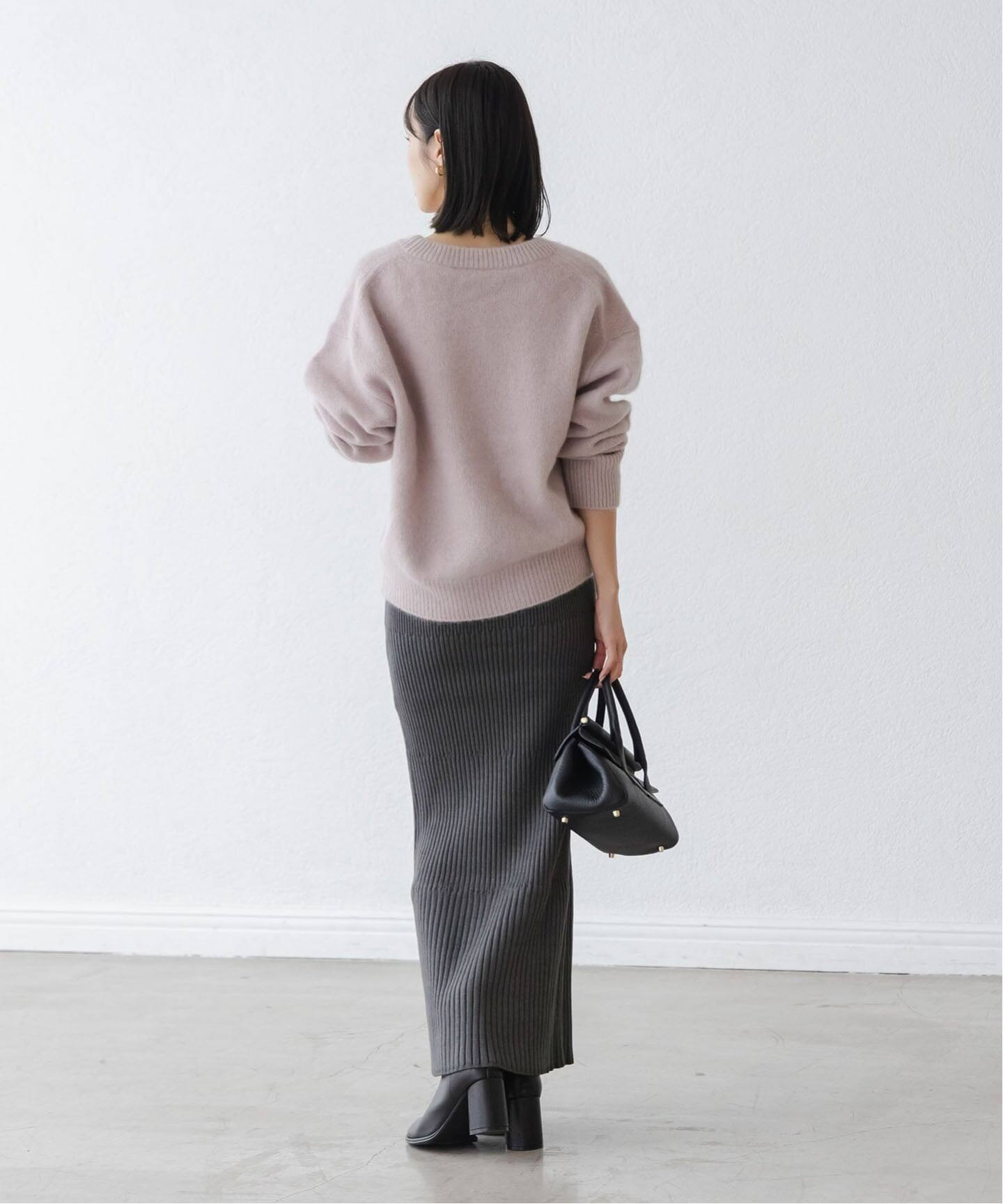 ノーブル　リブニットタイトスカート　ホワイト 追加2》リブニットタイトスカート（ロング・マキシ丈スカート）｜NOBLE