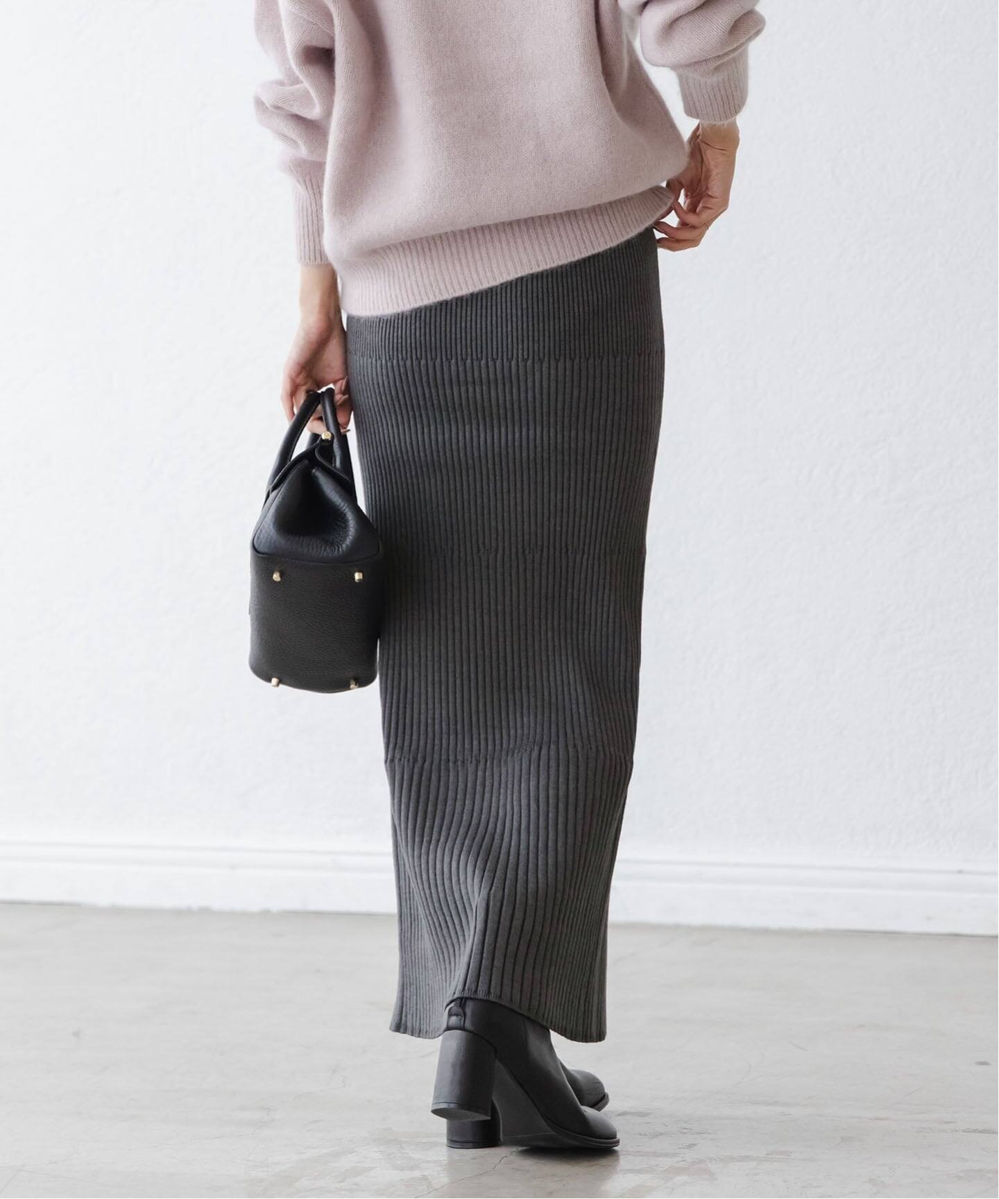 ノーブル　リブニットタイトスカート　ホワイト 追加2》リブニットタイトスカート（ロング・マキシ丈スカート）｜NOBLE