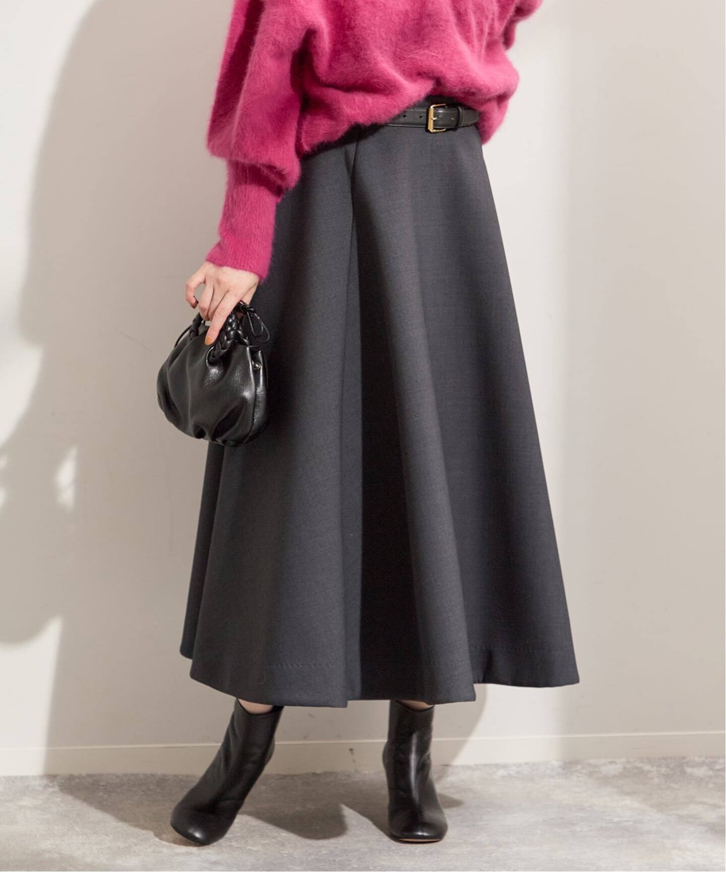 金子綾さん着用】ウールボンディングフレアスカート（ロング・マキシ丈