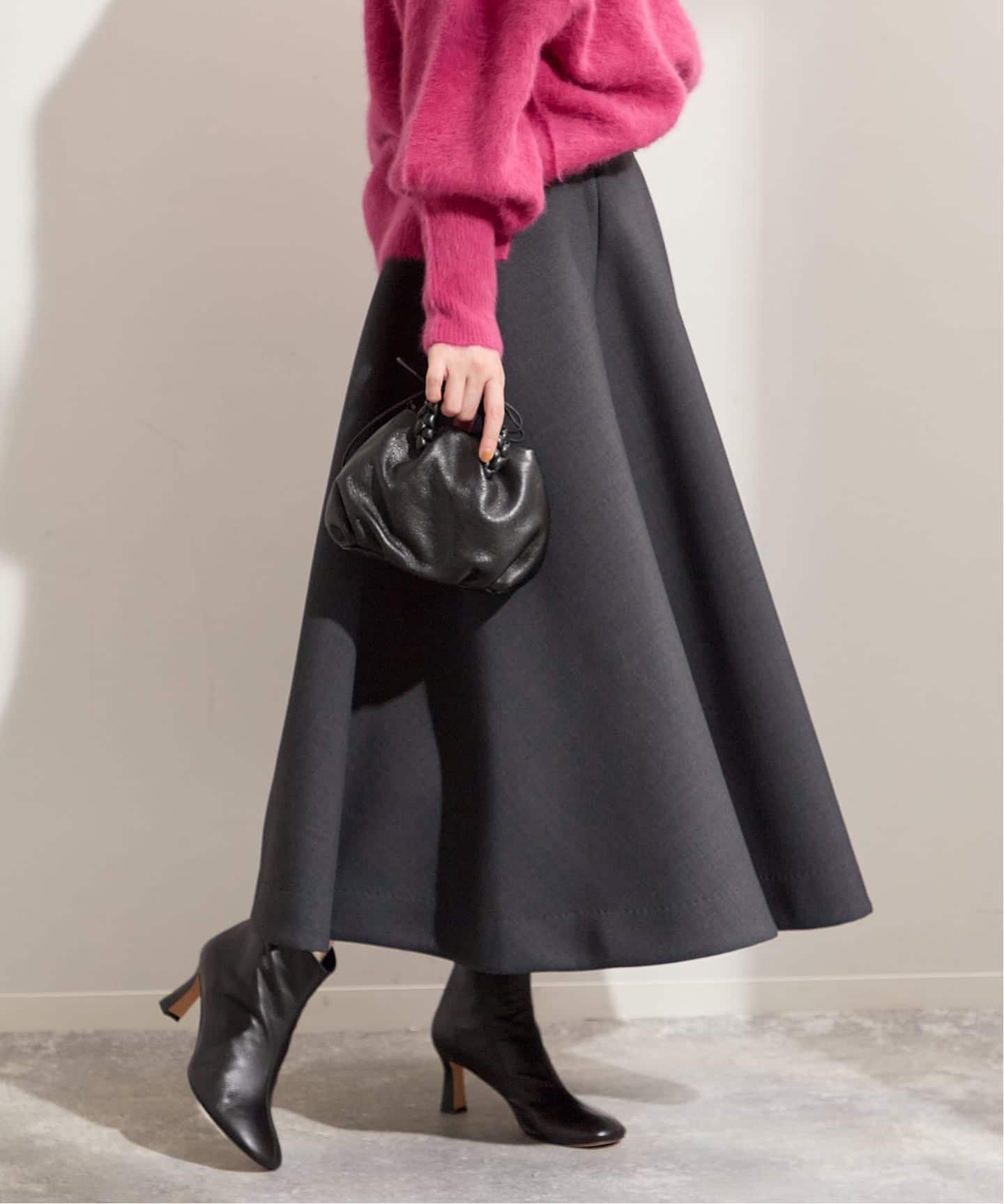 金子綾さん着用】ウールボンディングフレアスカート（ロング・マキシ丈