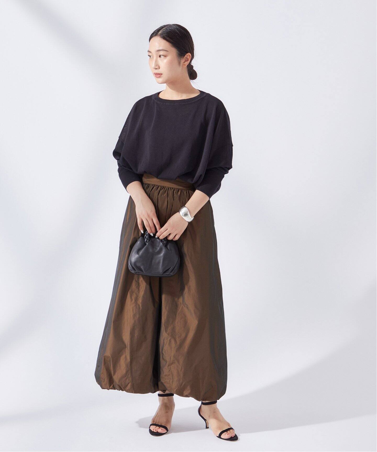 メモリータフタ バルーンスカート（ロング・マキシ丈スカート  