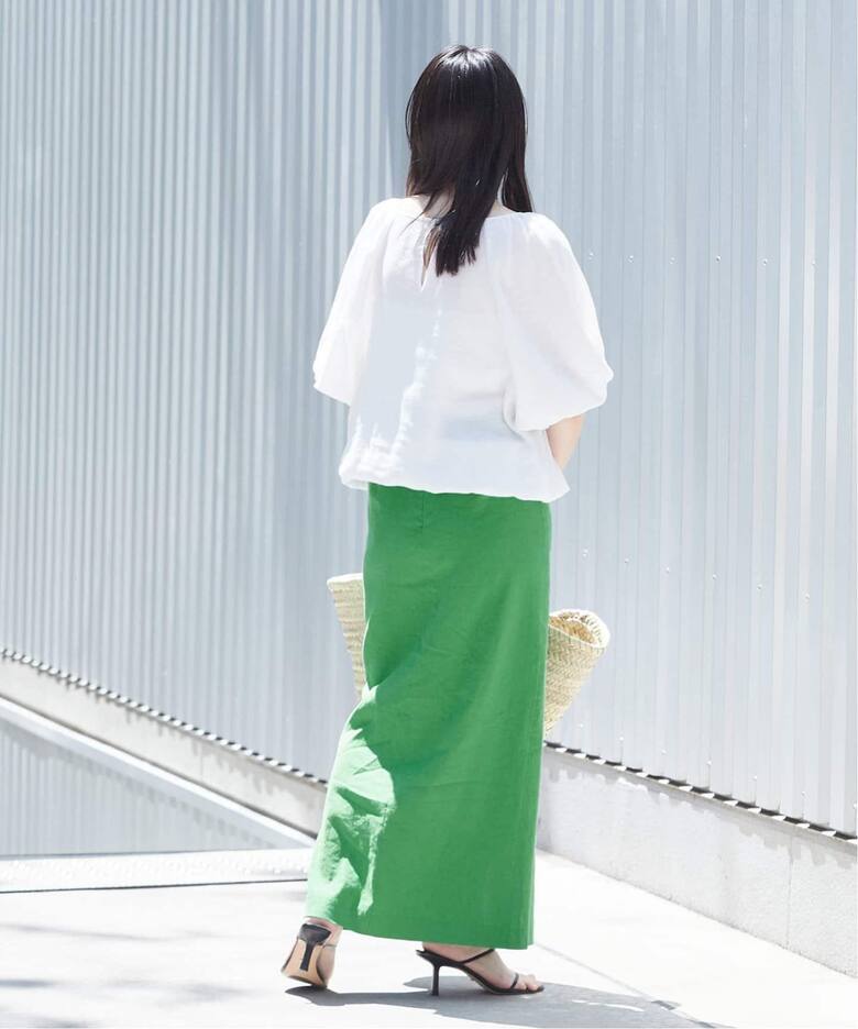 追加》バイオリネンストレッチタイトスカート（ロング・マキシ丈  