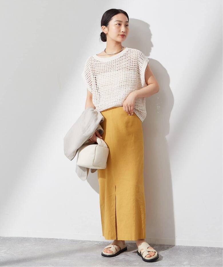 追加》バイオリネンストレッチタイトスカート（ロング・マキシ丈  