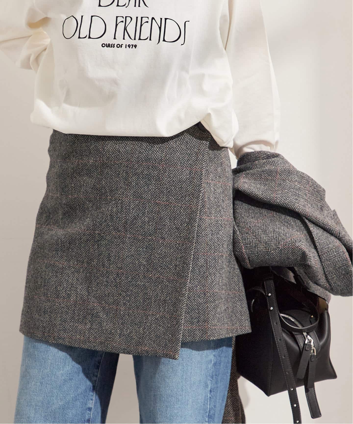 シェットランドウールチェックラップスカート（ミニスカート