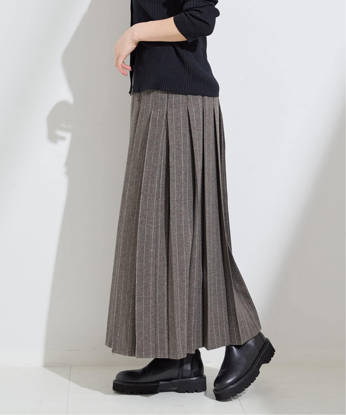 クラシックストライプ プリーツスカート（ロング・マキシ丈スカート