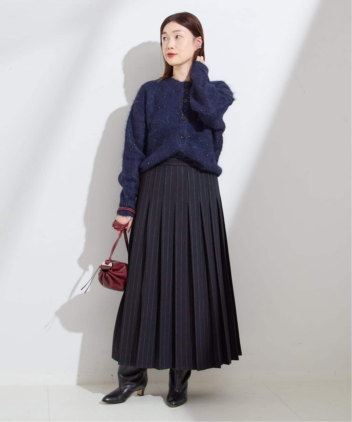 クラシックストライプ プリーツスカート（ロング・マキシ丈スカート