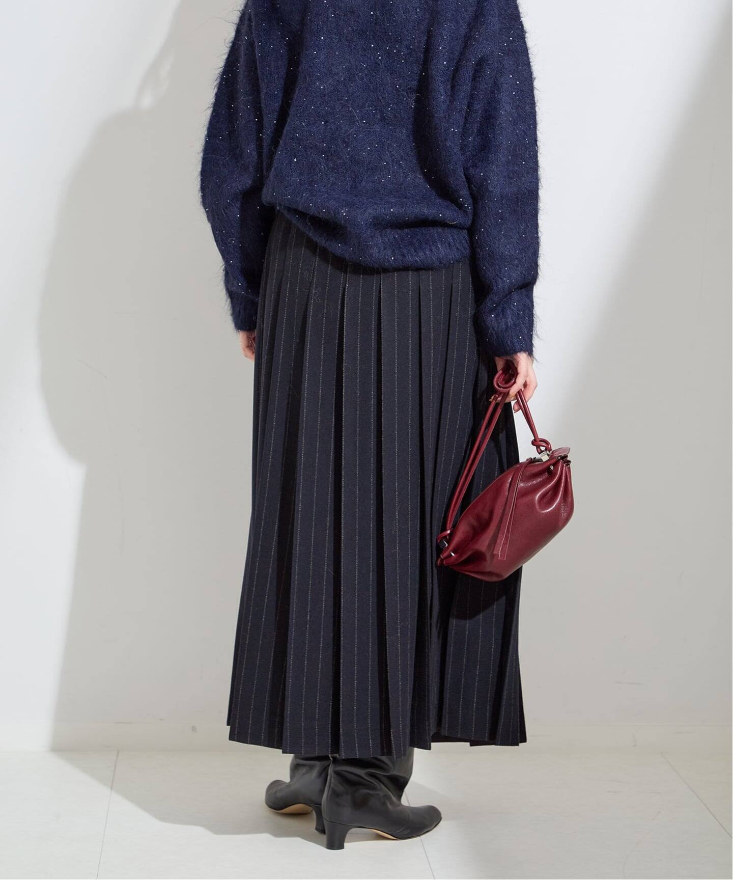 クラシックストライプ プリーツスカート（ロング・マキシ丈スカート