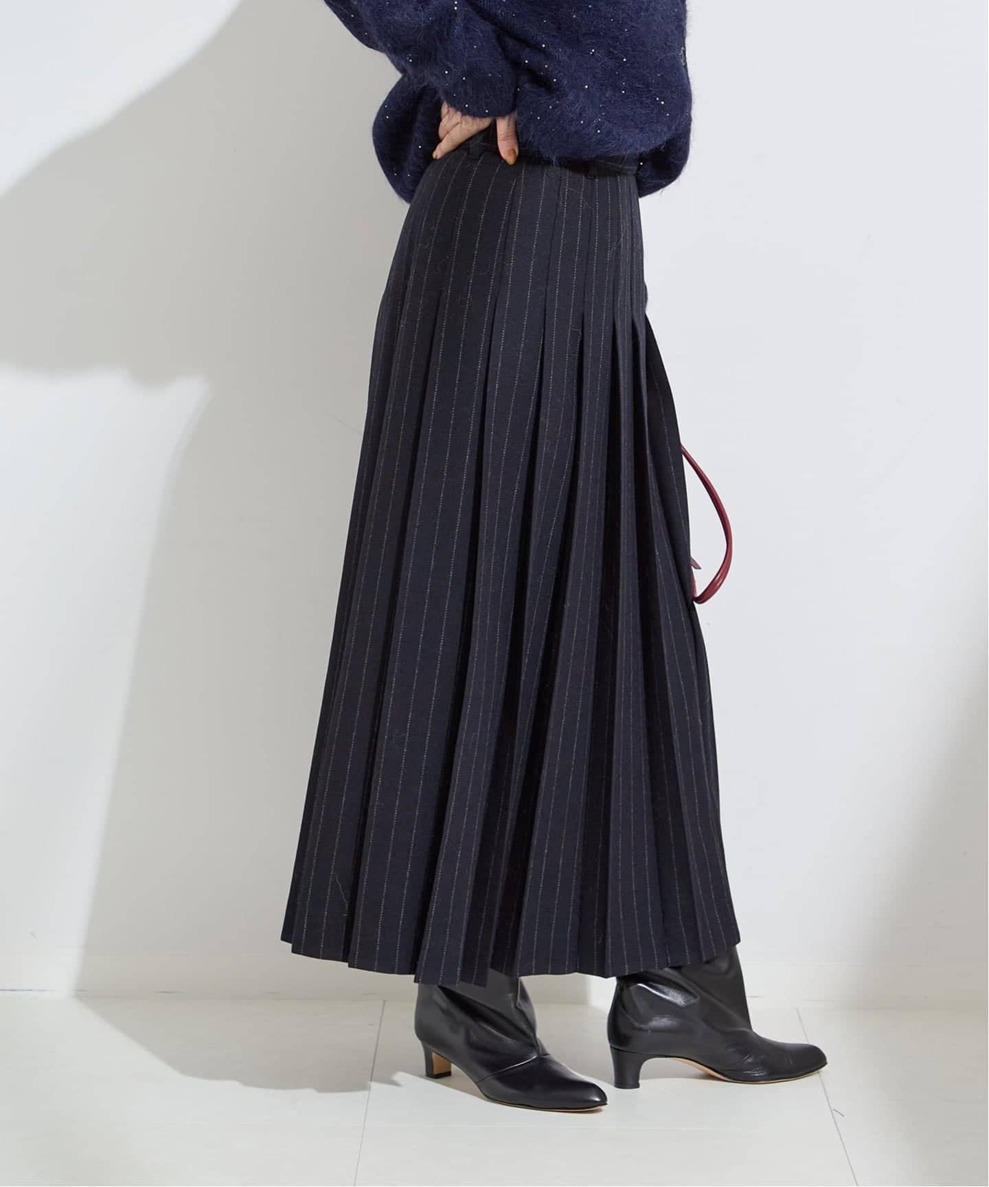 クラシックストライプ プリーツスカート（ロング・マキシ丈スカート