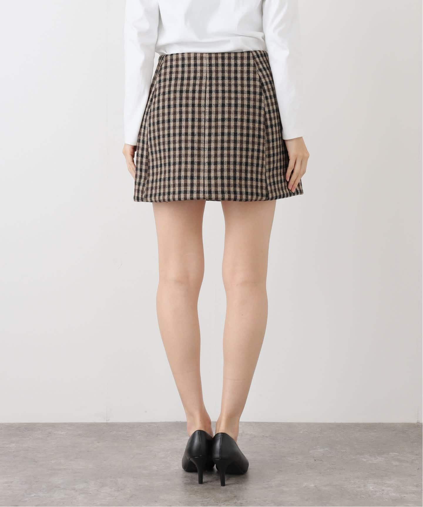 GANNI ガニー レザーミニスカート パッチワーク　ラップスカート ガニー(GANNI)｜Check Wool Mix Skirt ｜Forget-me-nots Online
