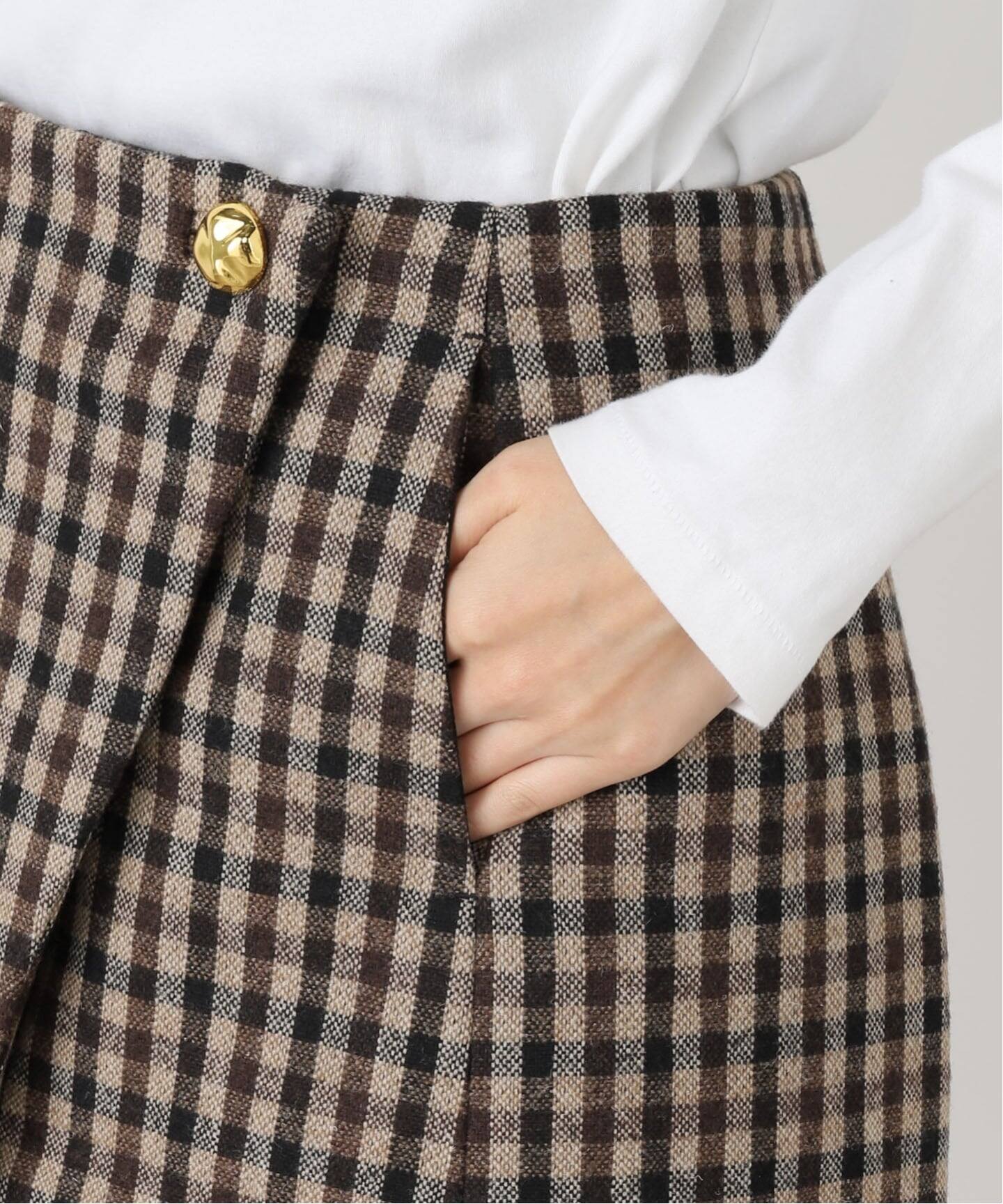 GANNI/ガニー】Check Wool Mix Skirt：スカート（ミニスカート