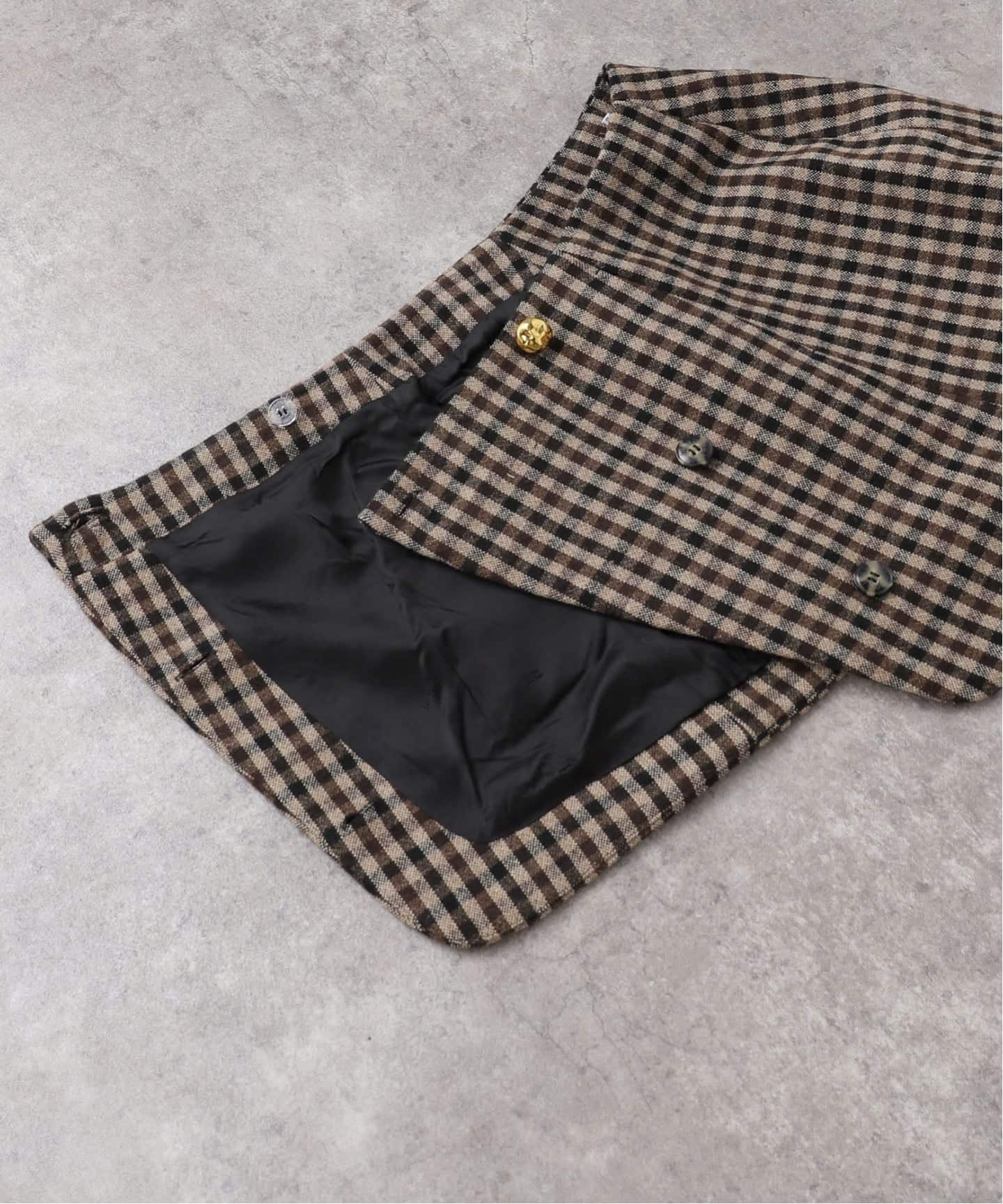 GANNI/ガニー】Check Wool Mix Skirt：スカート（ミニスカート