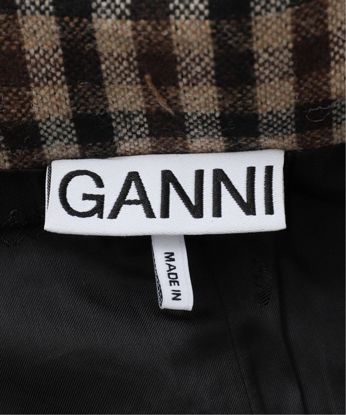 GANNI/ガニー】Check Wool Mix Skirt：スカート（ミニスカート