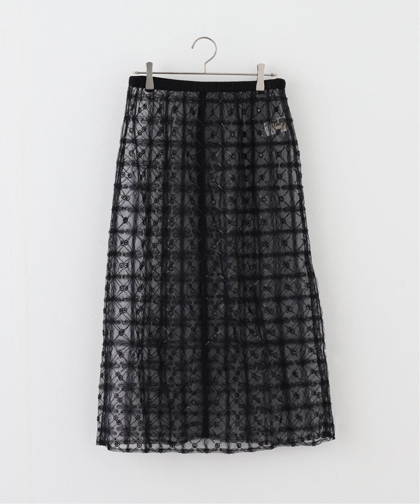 Uhr/ウーア】Embroidery Sheer Skirt：スカート（ロング・マキシ丈 