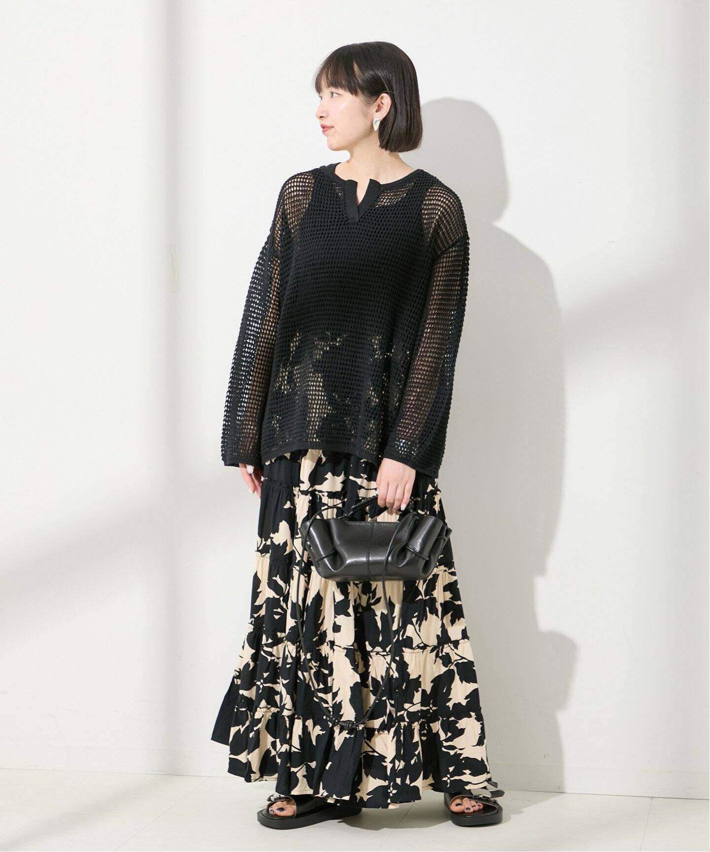 JOURNAL STANDARD、ロングスカート 追加》《別注》【LUSANA / ルサーナ】RUFFLE TIRED MAXI SKIRT