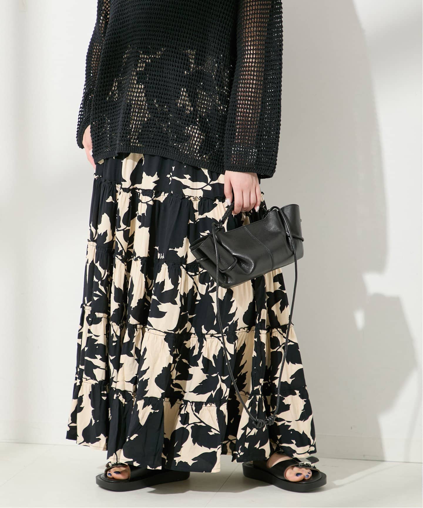 追加》《別注》【LUSANA / ルサーナ】RUFFLE TIRED MAXI SKIRT