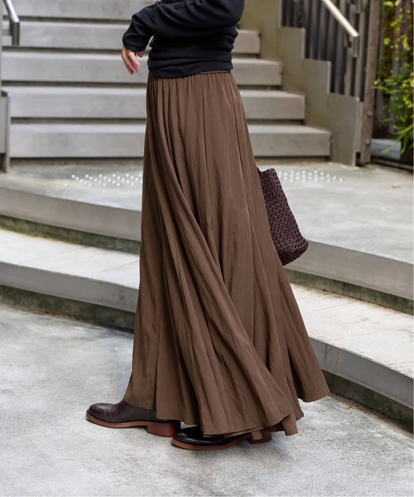 レーヨンナイロンツイルスカート（ロング・マキシ丈スカート